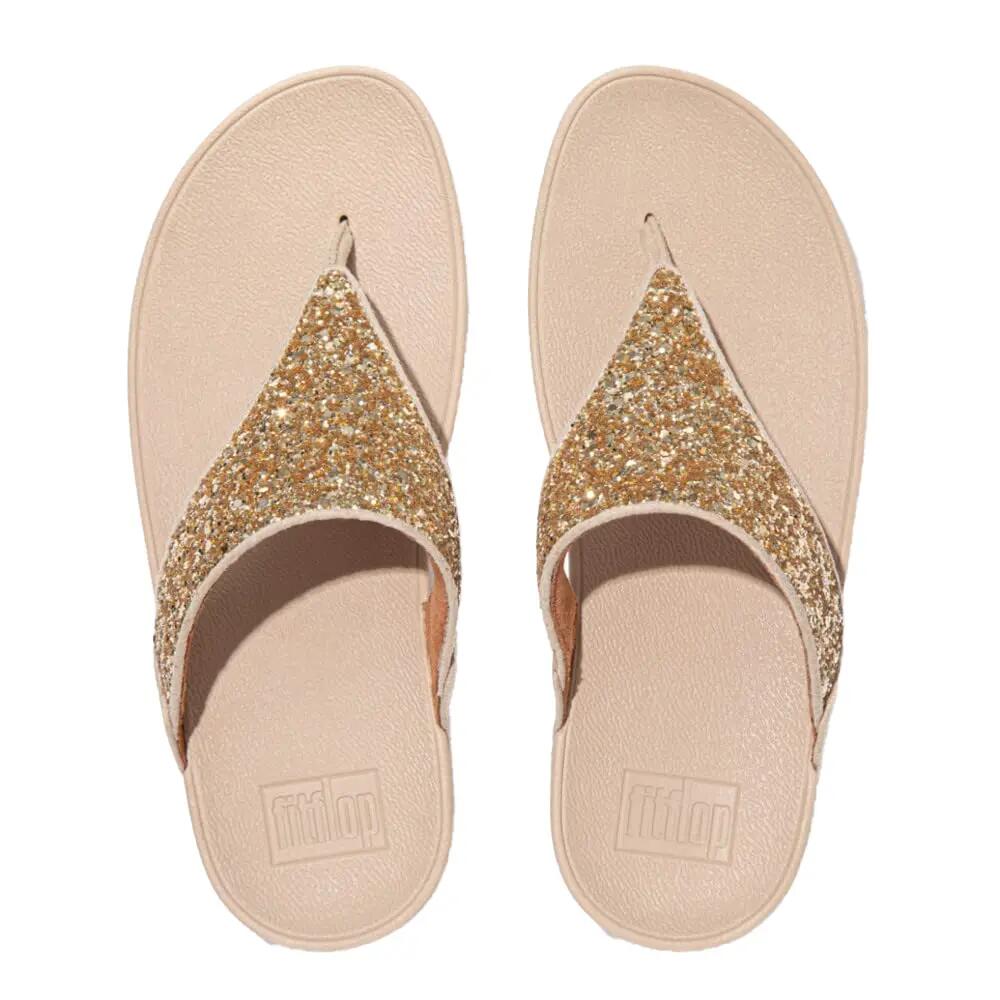 Lulusandalen met glitters en teenslippers voor dames (Platino) 3/5