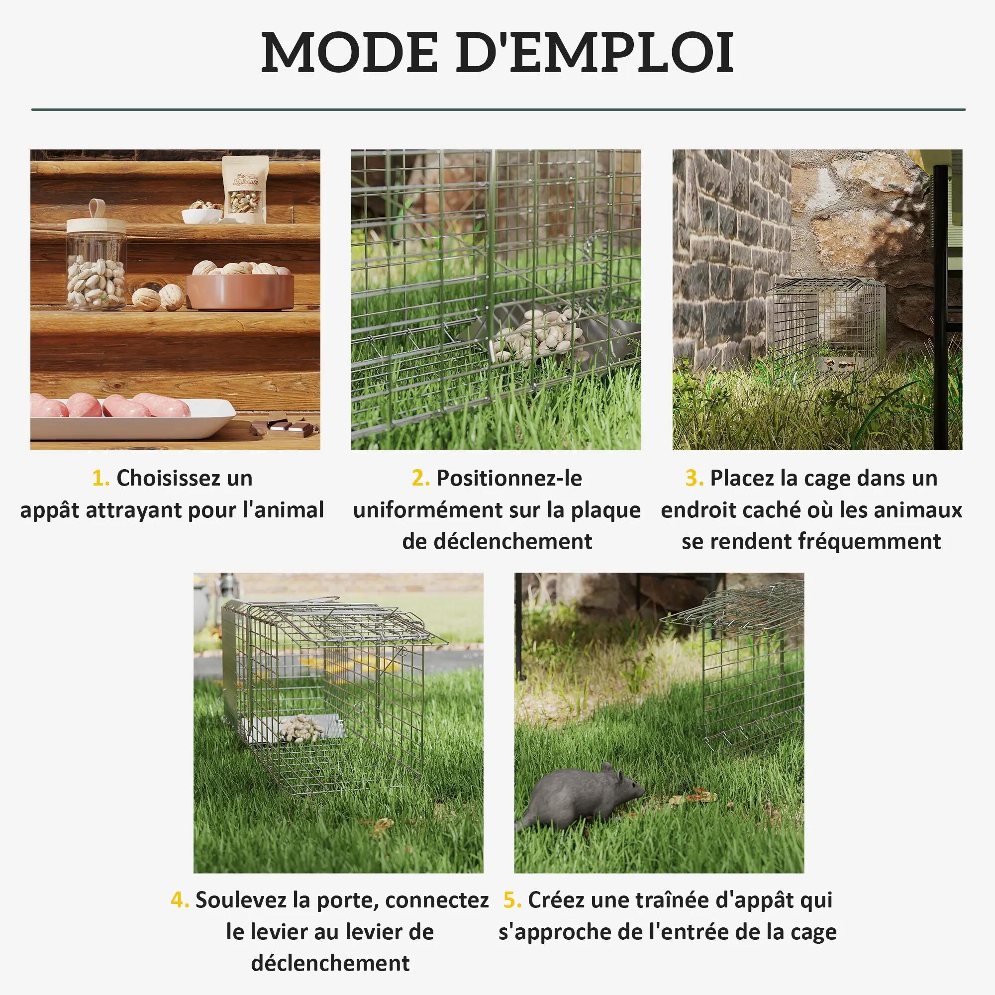 Piège cage de capture pliante pour petits animaux type rat et souris - 2 portes 7/9