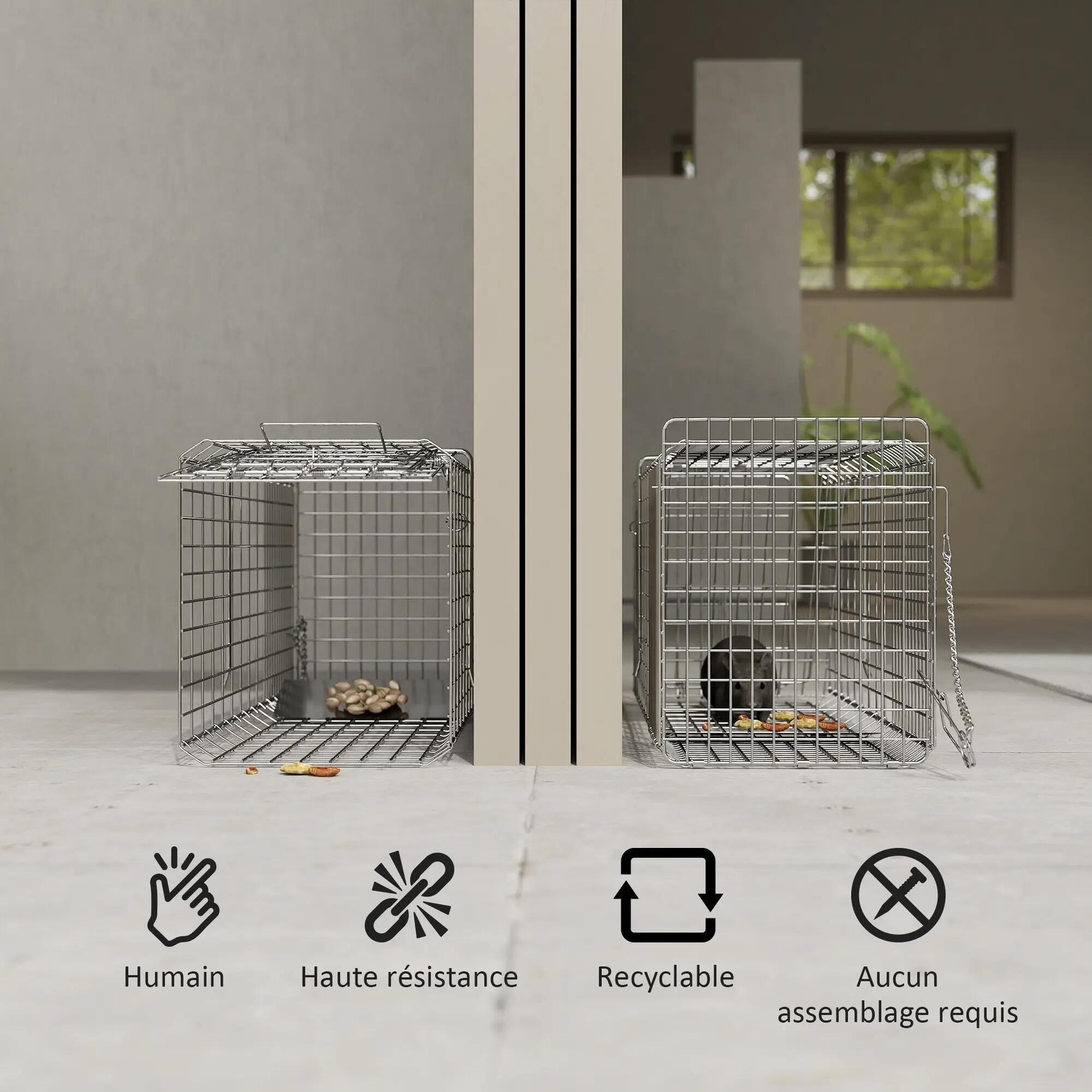 Piège cage de capture pliante pour petits animaux type rat et souris - 2 portes 6/9