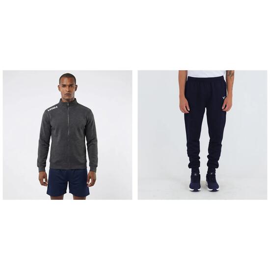 Survêtement homme Retyl + Kobe Gris chiné / Bleu marine