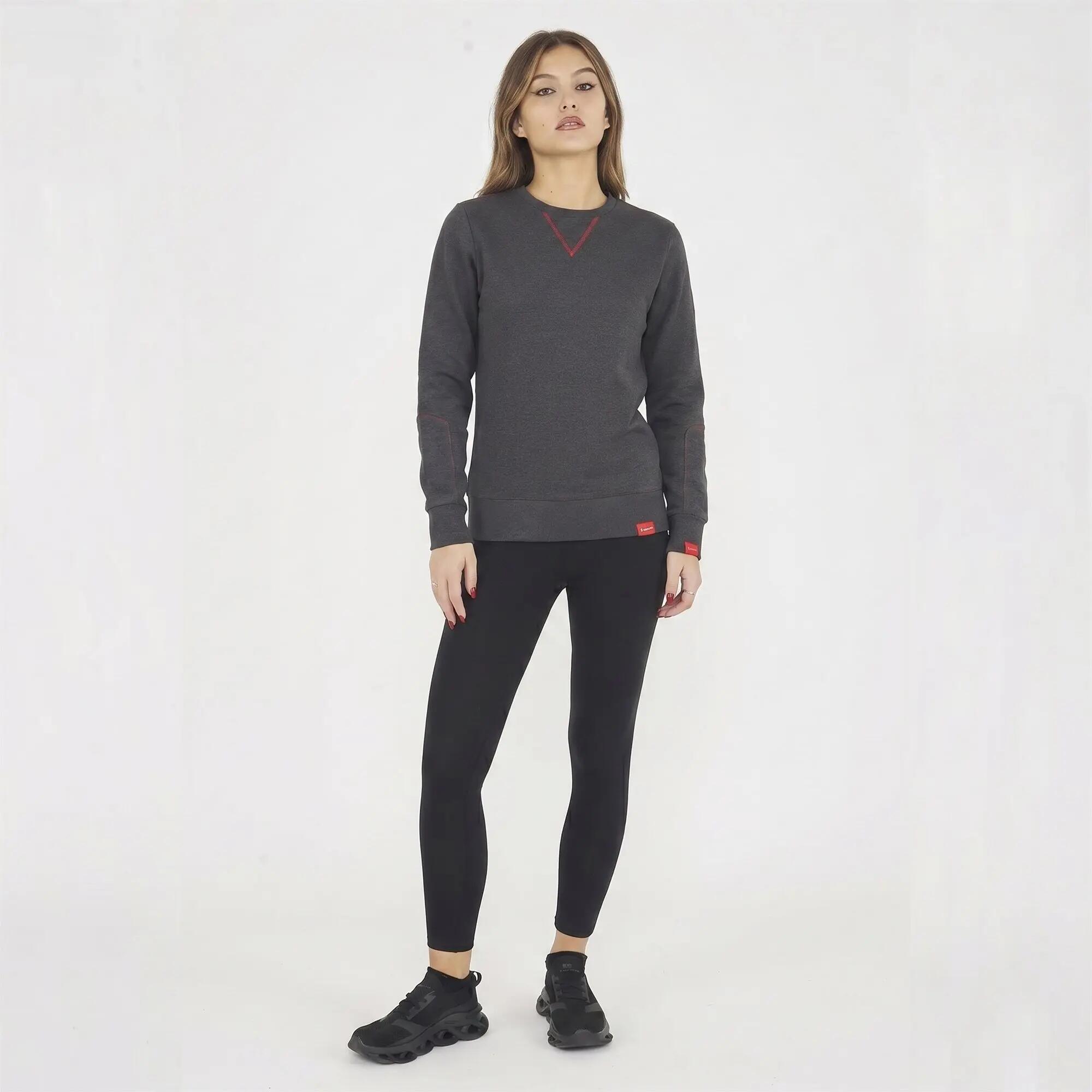 Completo felpa e leggings donna Nebi Grigio melange scuro / Corallo / Blu 4/8