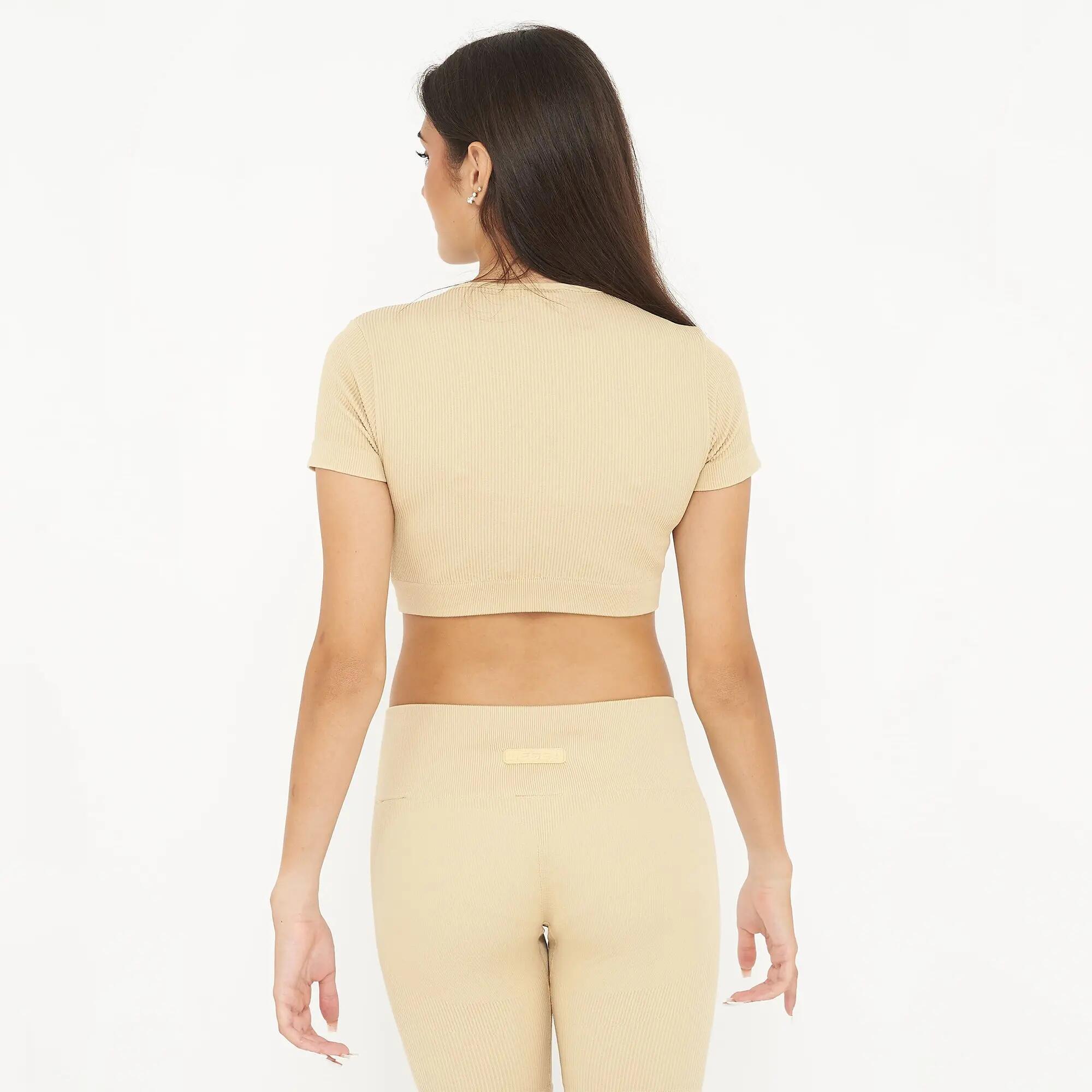 Ensemble t-shirt et legging femme Way + Mavery Sable / Bleu marine 4/8