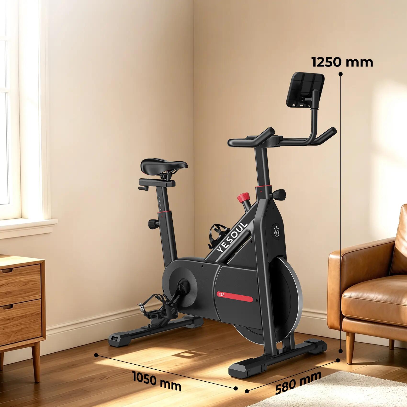 C1A Indoor-Cycling-Bike mit Magnetwiderstand, Kinomap & Zwift, bis 120 kg 8/9