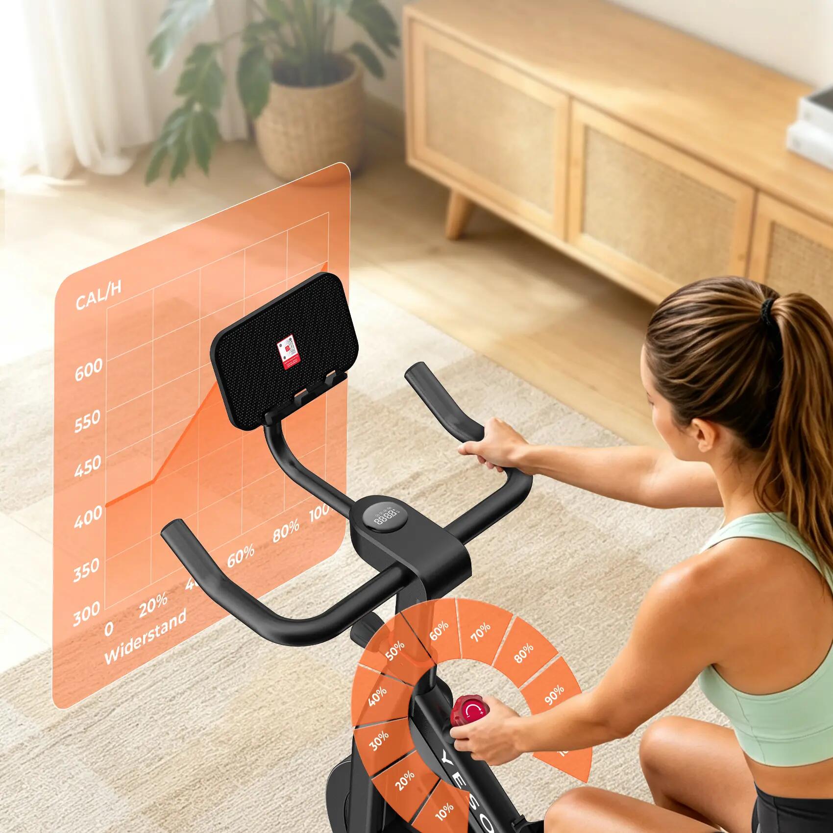 C1A Indoor-Cycling-Bike mit Magnetwiderstand, Kinomap & Zwift, bis 120 kg 5/9