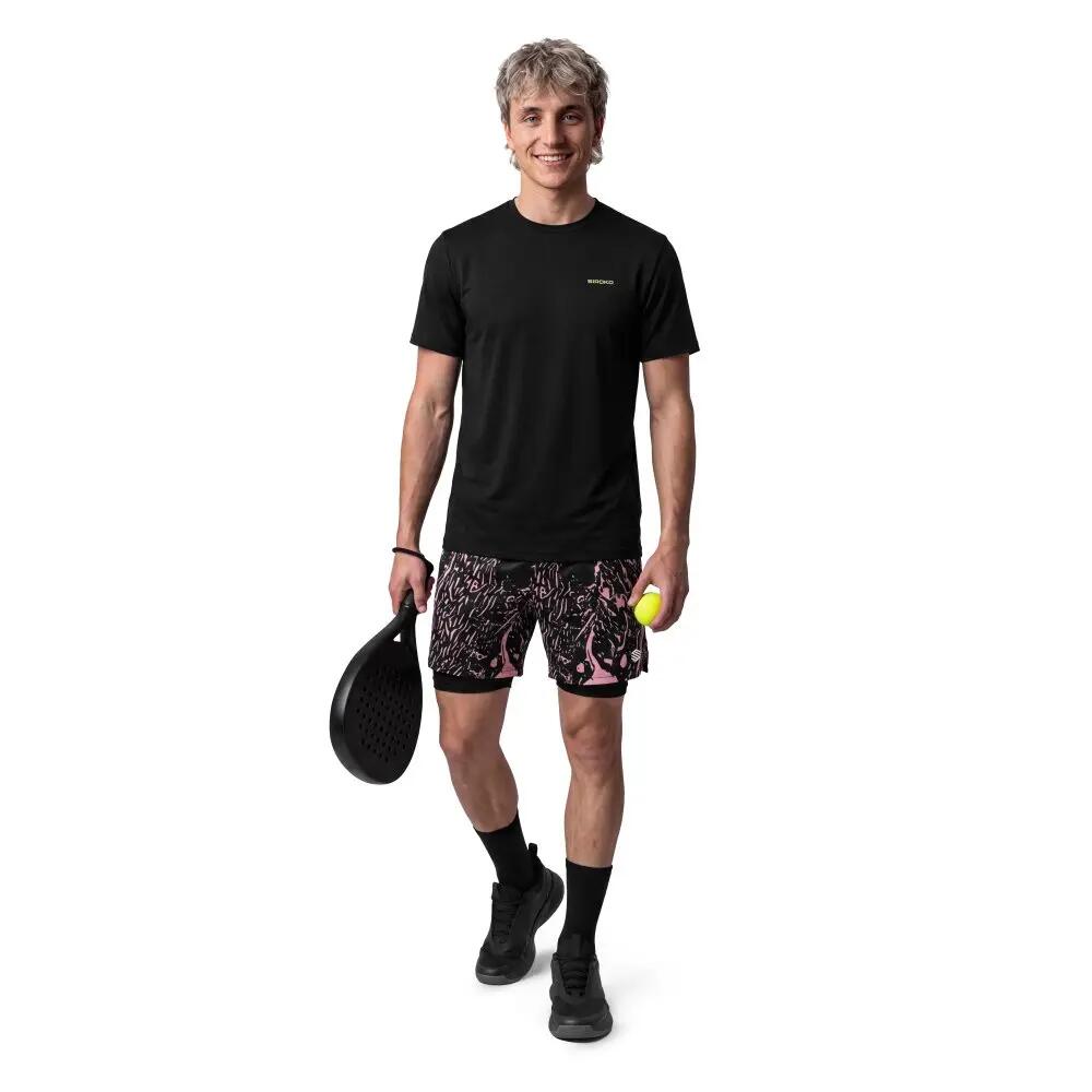 T-shirt de padel manches courtes homme Round Black Noir 3/8