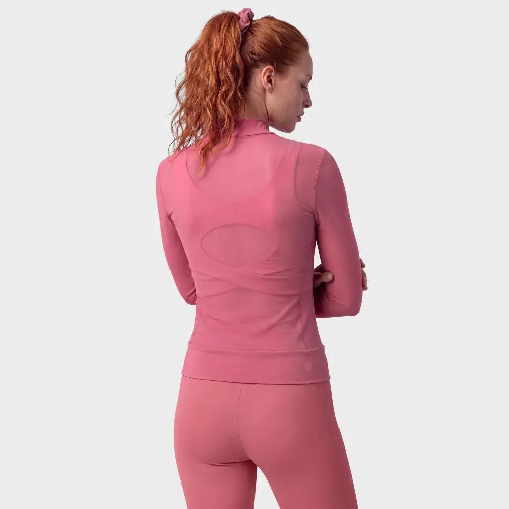 Camiseta manga larga semitransparente mujer Soho Mesh-W Berry Burdeos 6/7