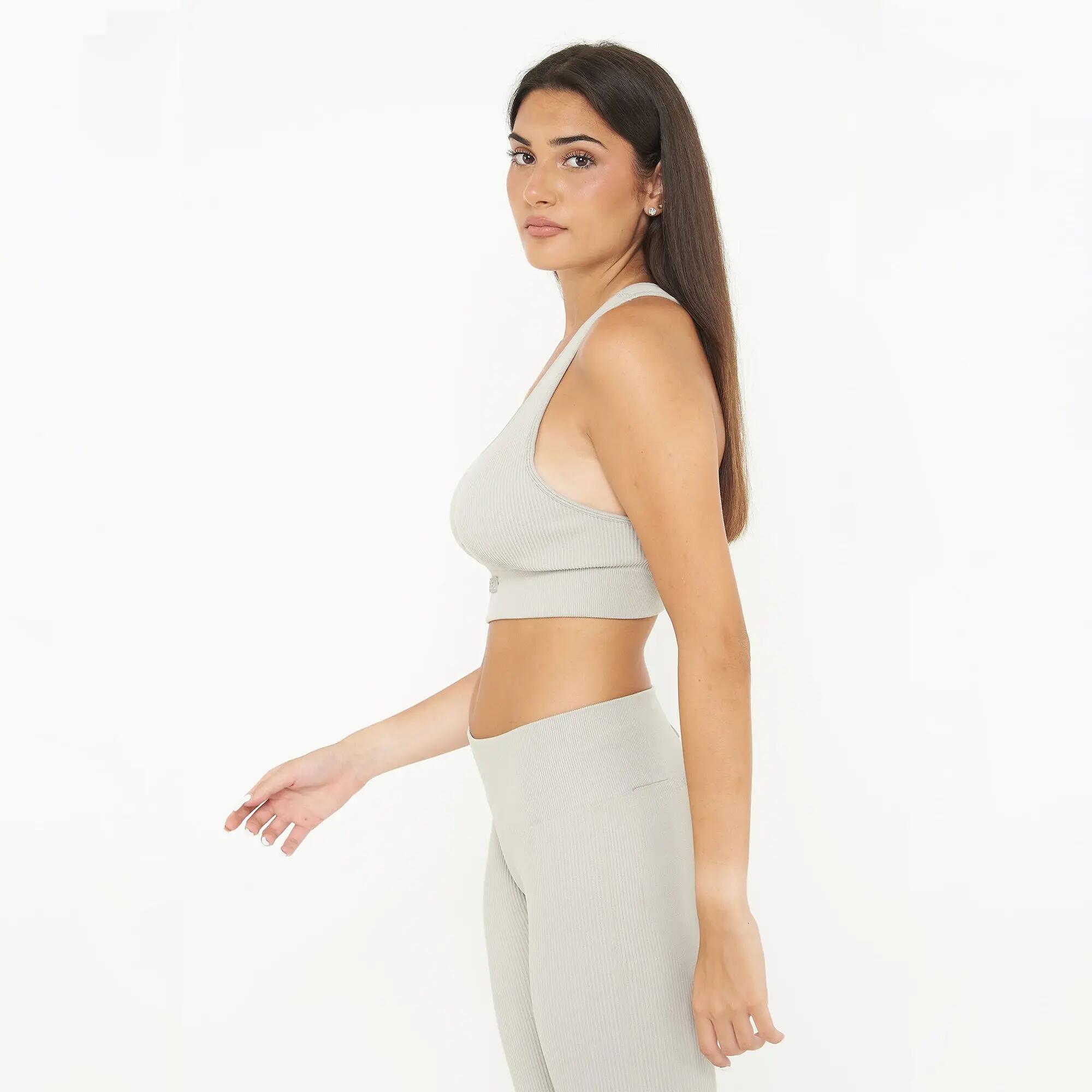 Completo top e leggings donna Iconic + Levery Grigio chiaro / Blu 2/8