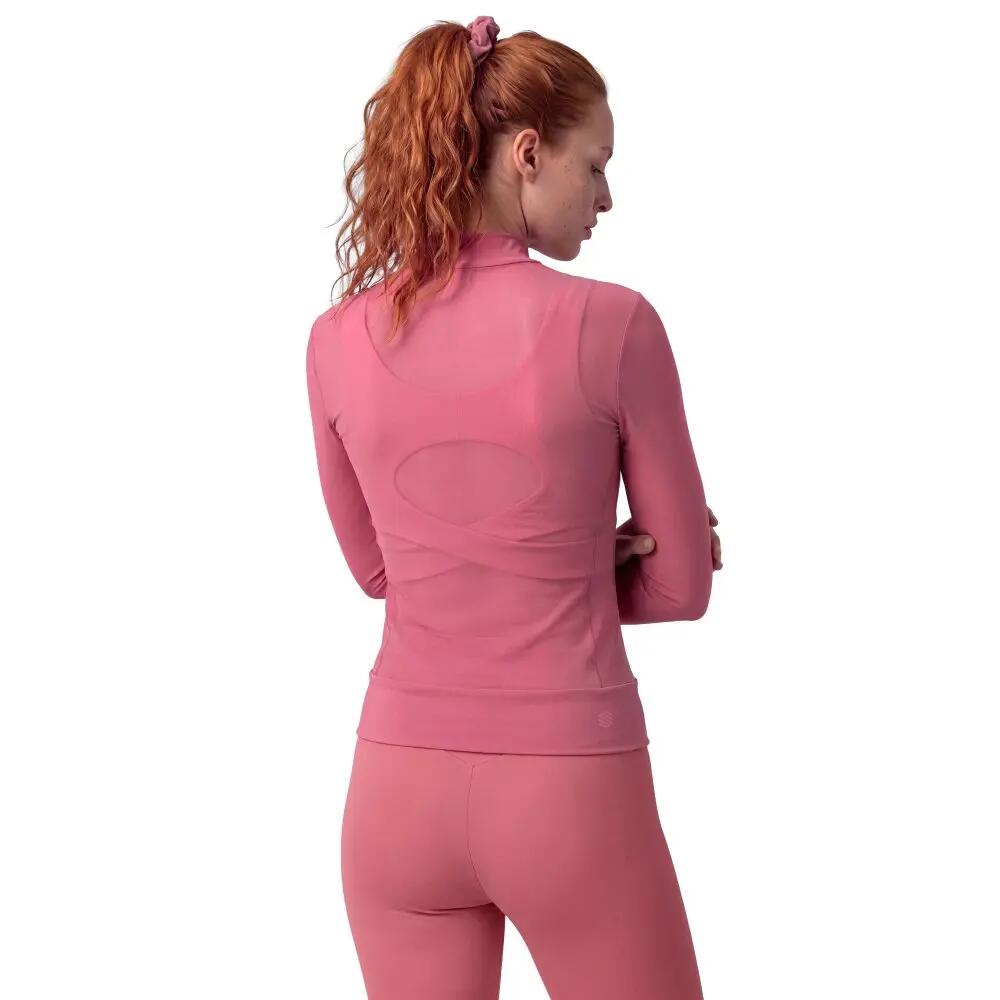 Camiseta manga larga semitransparente mujer Soho Mesh-W Berry Burdeos 2/7