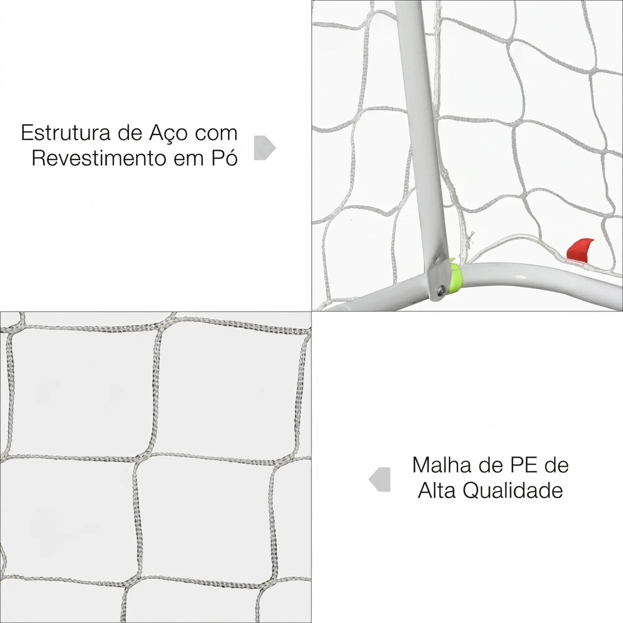 Baliza de futebol 186x62x123 cm branco e amarelo HOMCOM 5/8