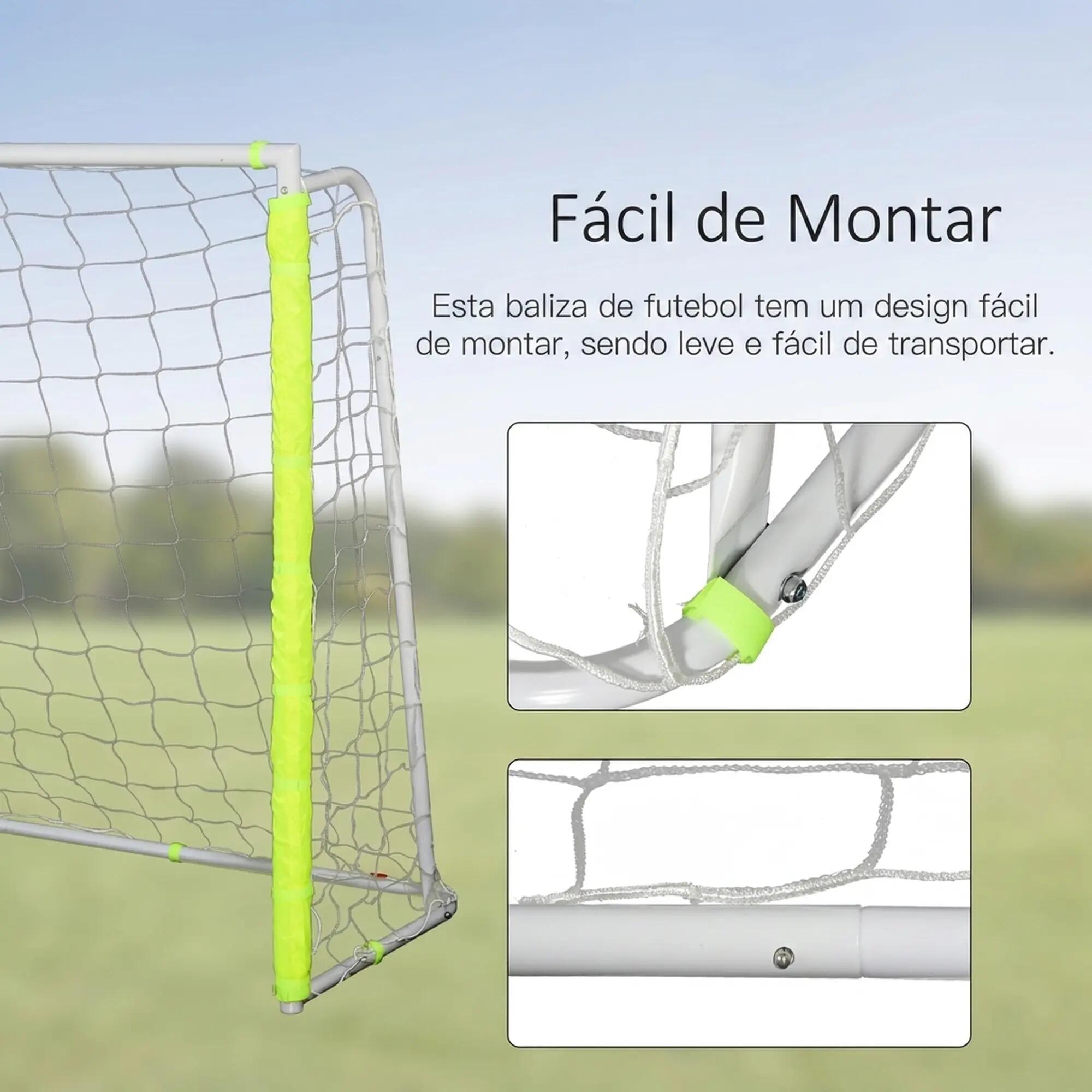 Baliza de futebol 186x62x123 cm branco e amarelo HOMCOM 4/8