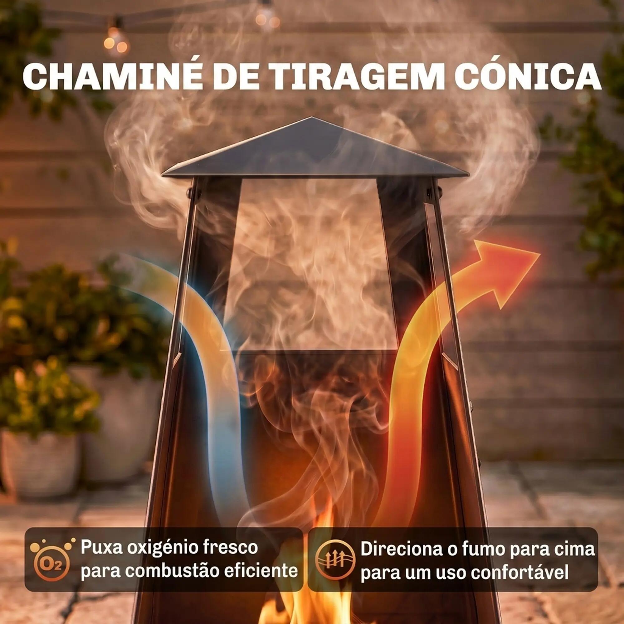 Braseiro de exterior 41x40.5x97 cm preto Outsunny 4/9