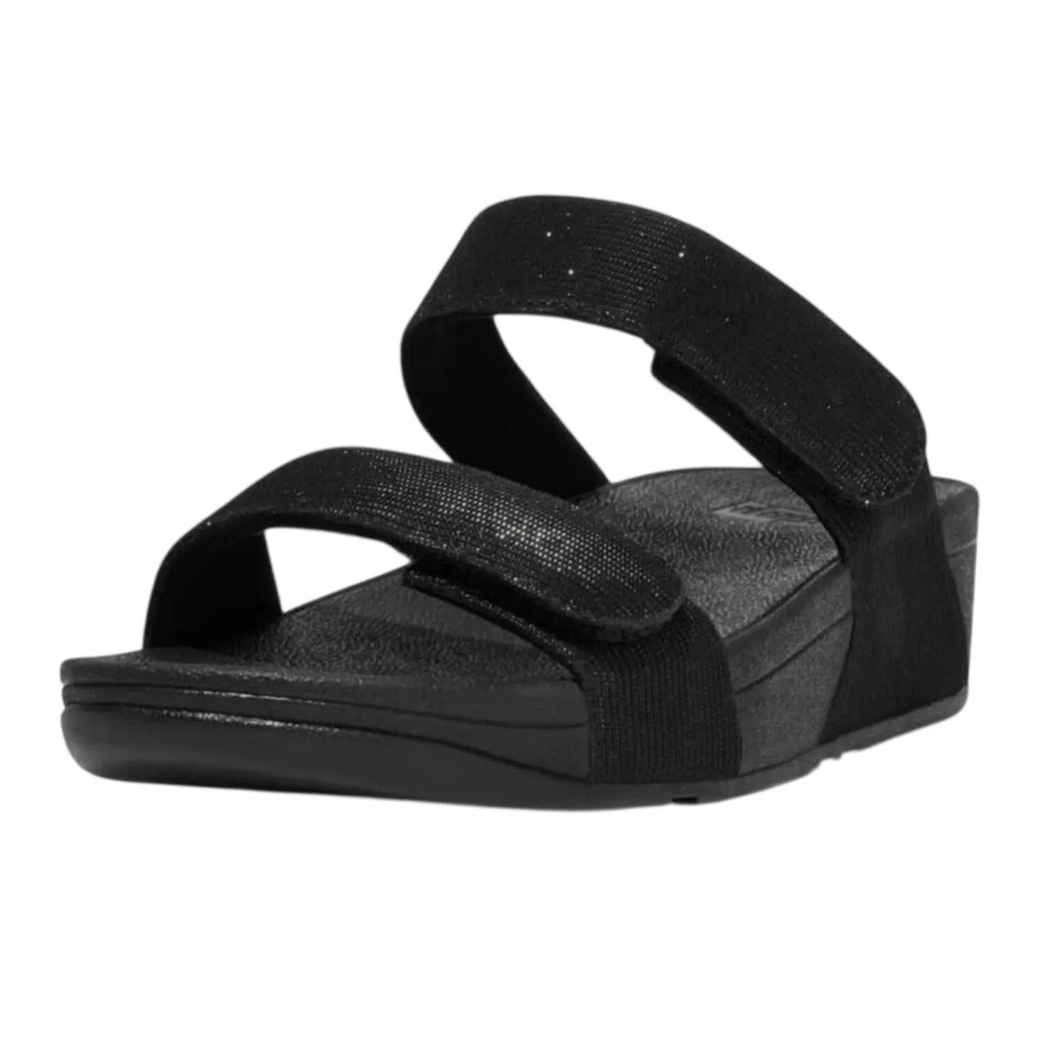 Lulu Shimmerluxslippers van kunstleer voor dames (Zwart) 4/4