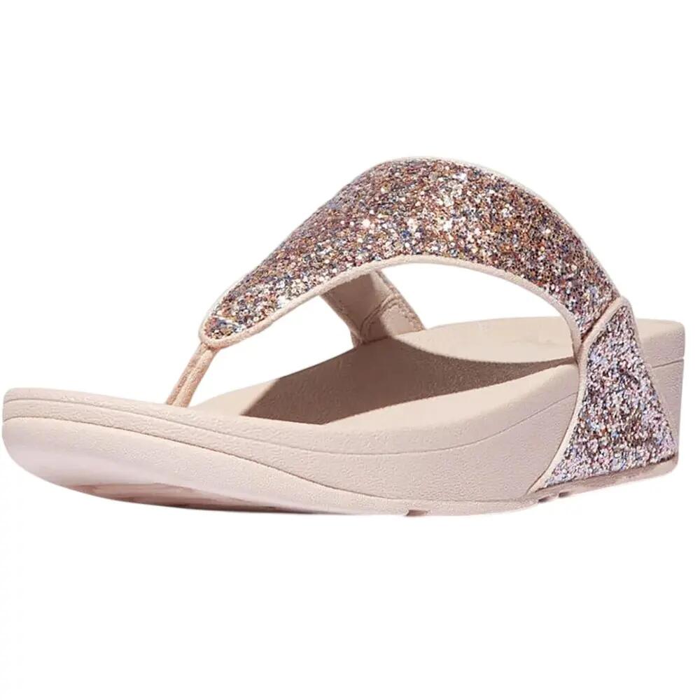 Glittersandalen met teenband voor dames (Naakt/Roos) 6/6
