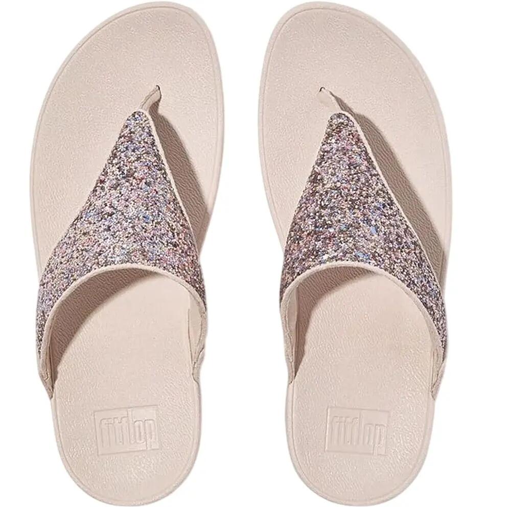 Glittersandalen met teenband voor dames (Naakt/Roos) 4/6