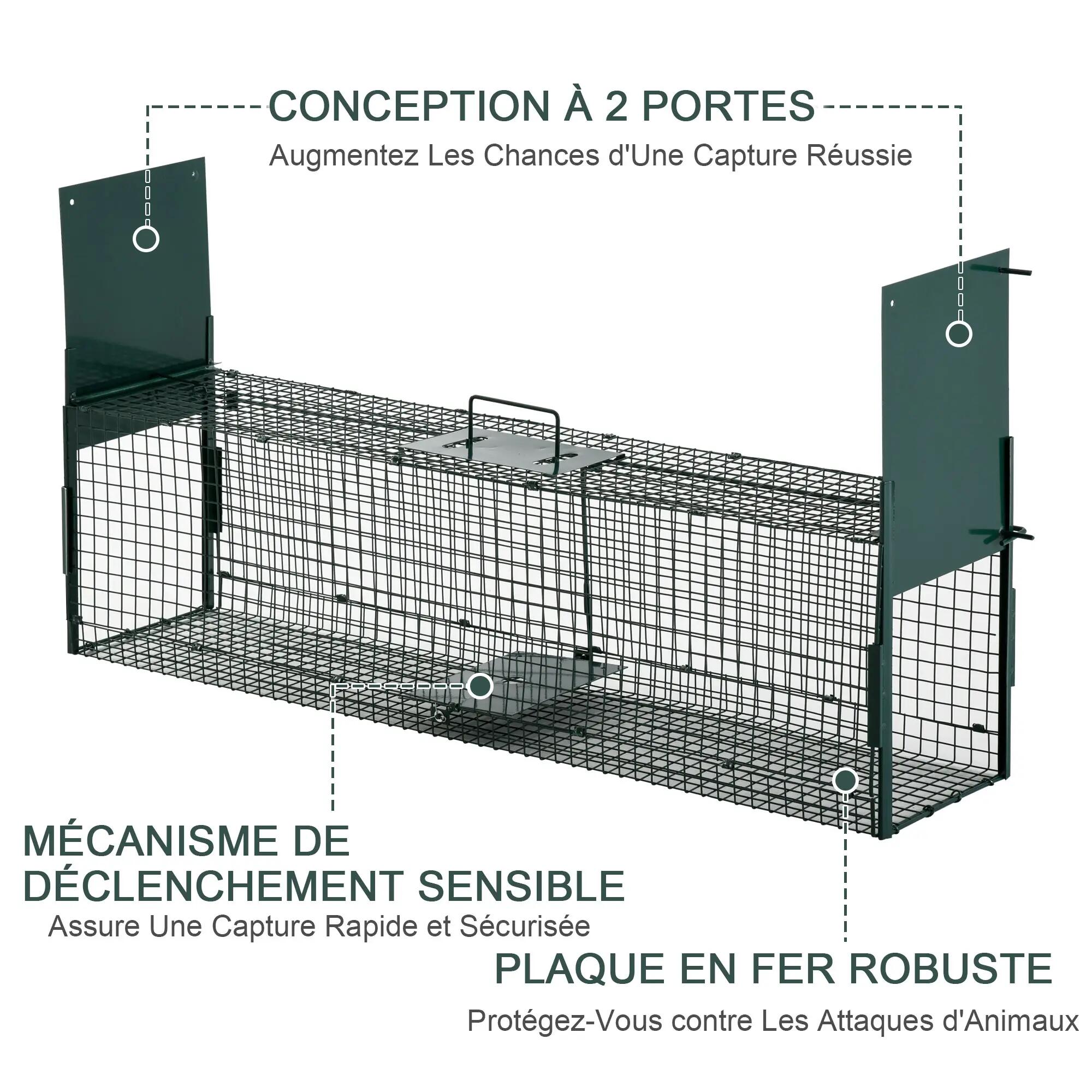 Piège Vivant Cage Attrape 100 x 25 x 28 cm Piège Fouine pour Martres, Rats, Sour 6/9