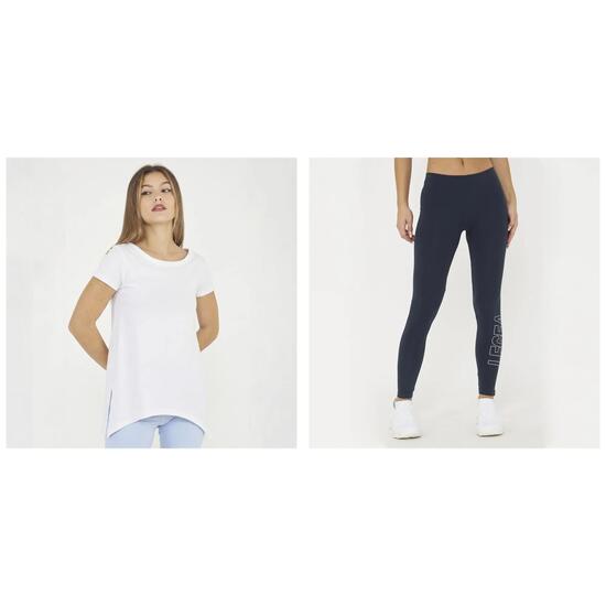 Ensemble t-shirt et legging femme Europa + Levery Blanc / Bleu marine