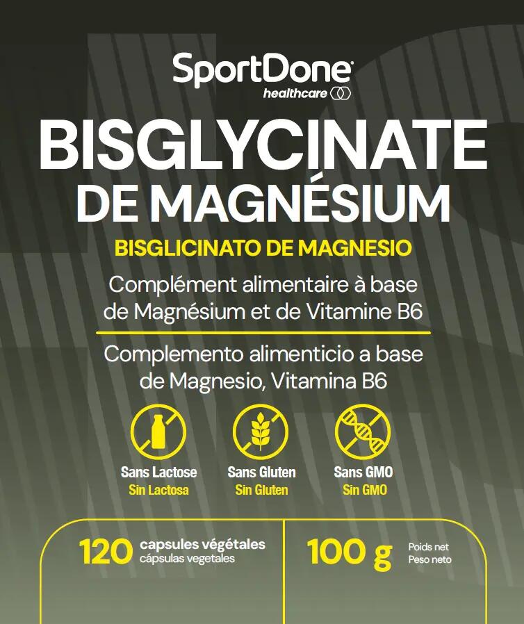 BISGLICINATO DE MAGNESIO + VITAMINA B6 | 120 cap SportDone 3/4