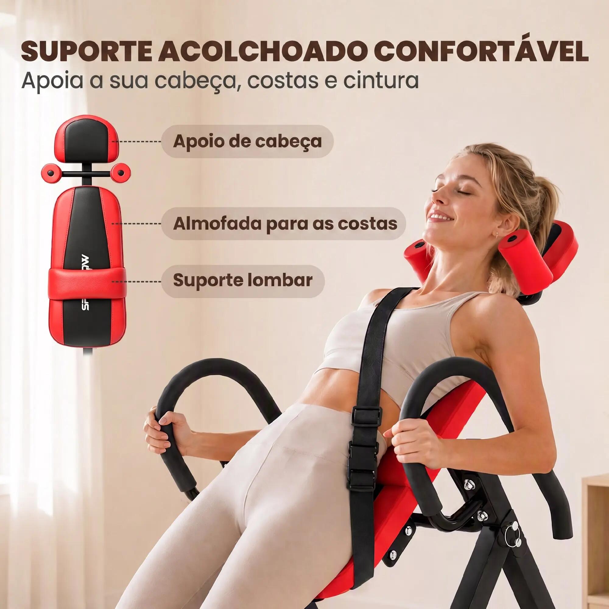 Mesa de inversão 114x79x153 cm vermelho SPORTNOW 7/9