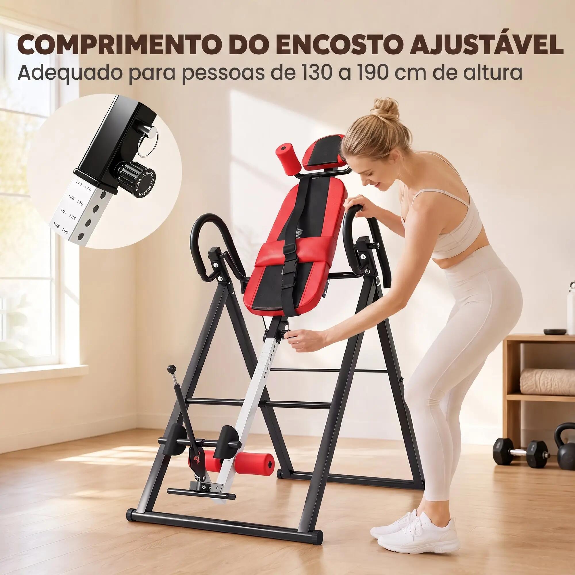 Mesa de inversão 114x79x153 cm vermelho SPORTNOW 6/9