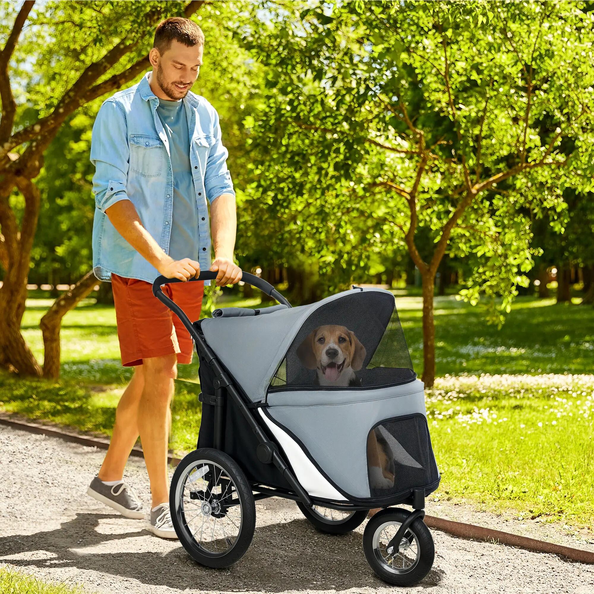 Carrinho para cães 101 x 64 x 93 cm cinzento PawHut 2/9
