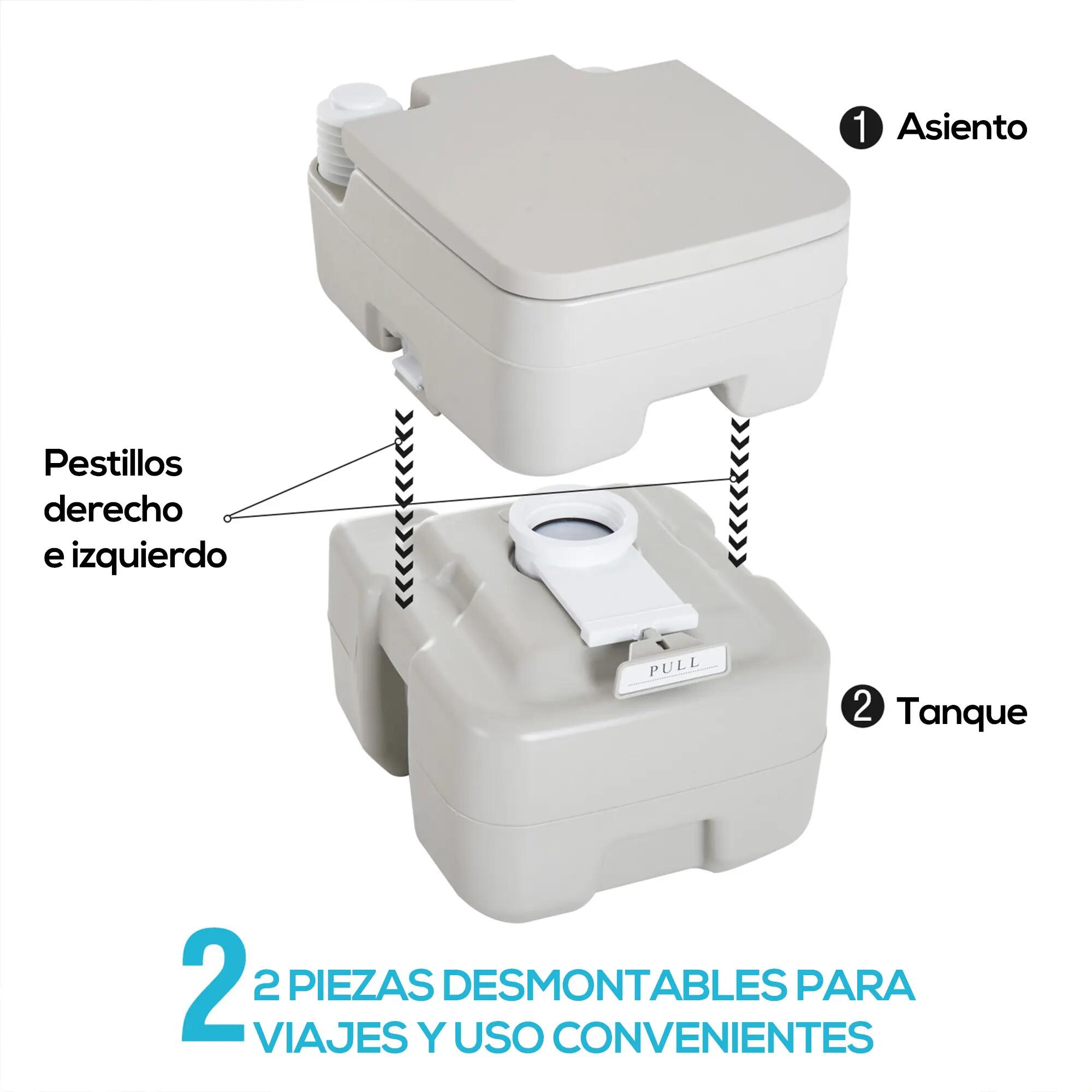 Toilettes chimiques portables, 20 L, avec réservoir à déchets et réservoir d'eau 7/9