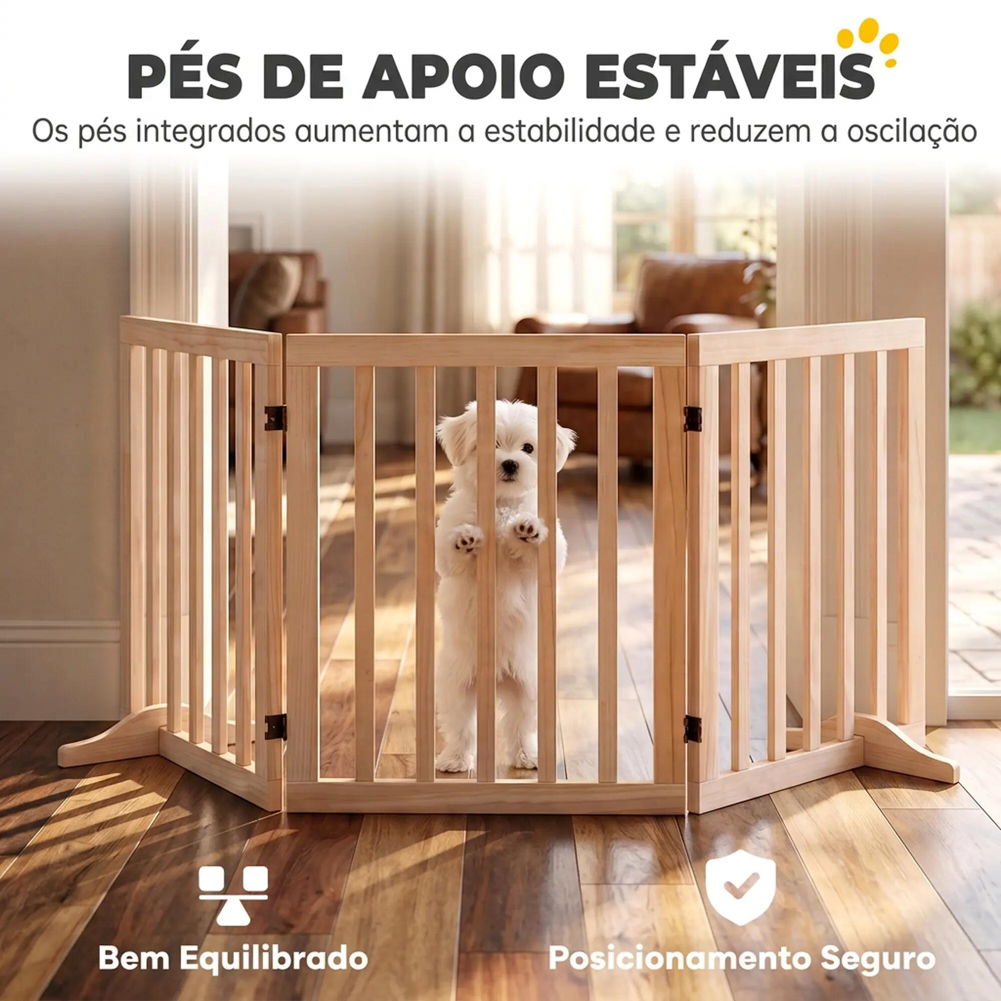Barreira para cães 150x36x61 cm madeira natural PawHut 7/9