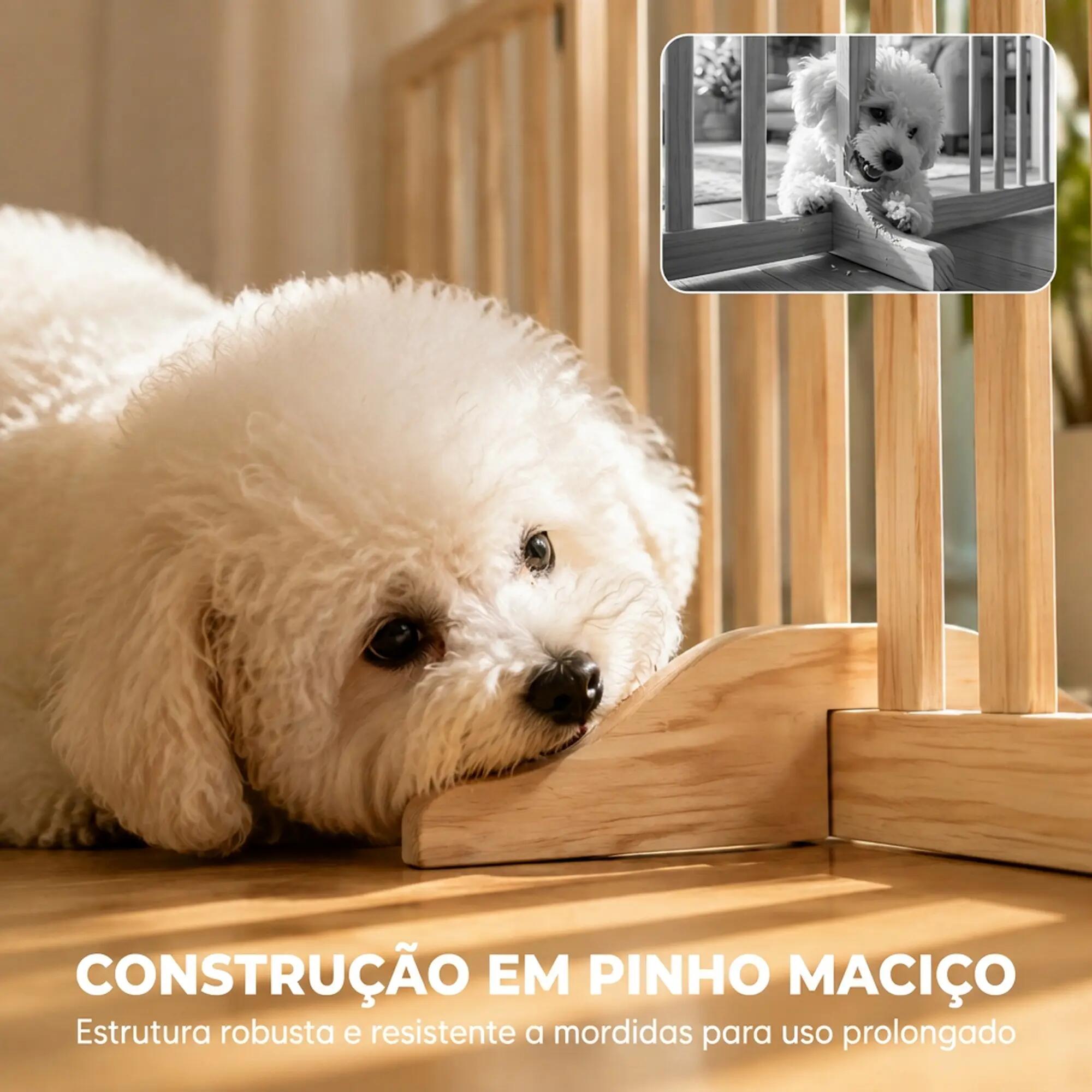 Barreira para cães 150x36x61 cm madeira natural PawHut 6/9