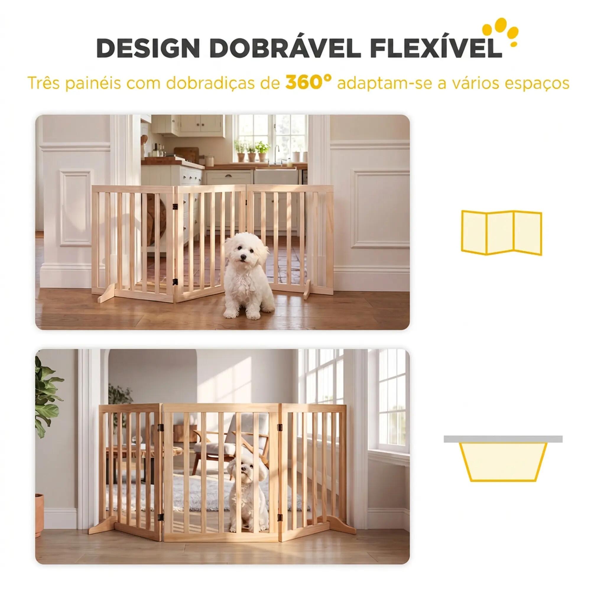 Barreira para cães 150x36x61 cm madeira natural PawHut 5/9