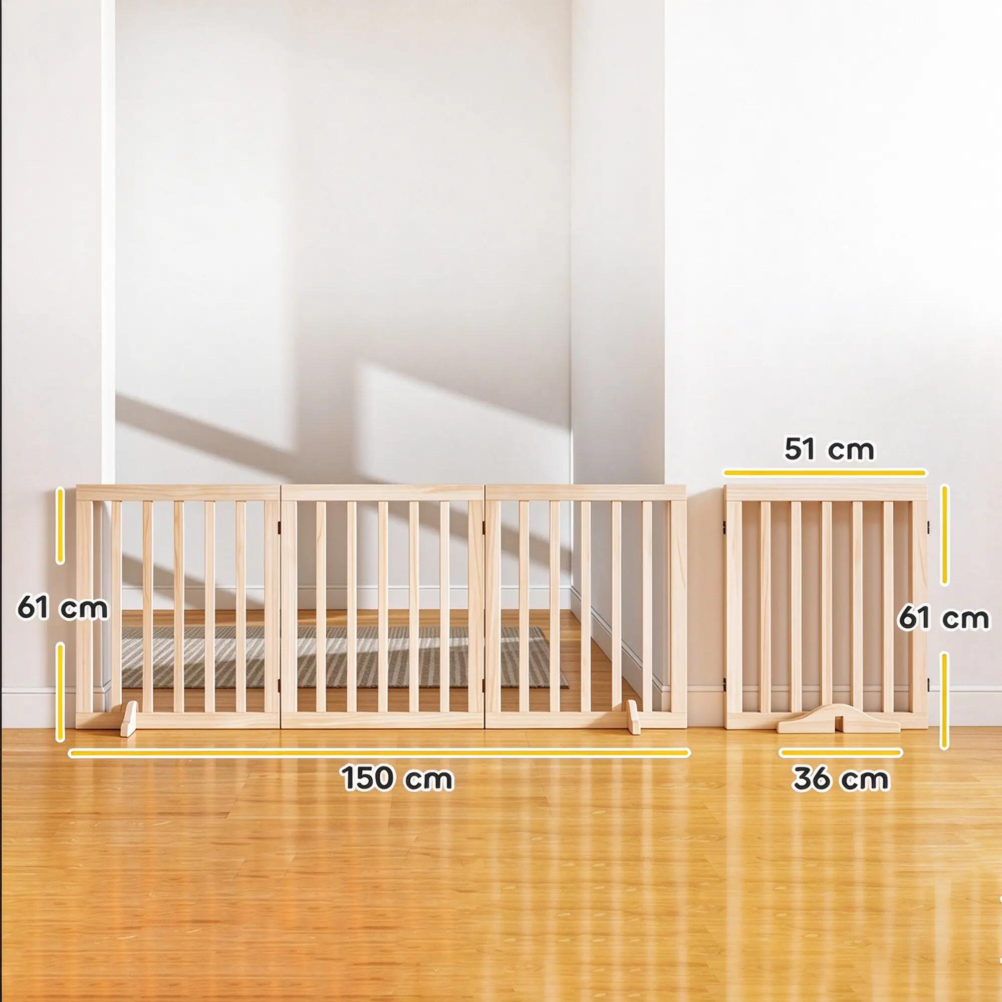 Barreira para cães 150x36x61 cm madeira natural PawHut 3/9