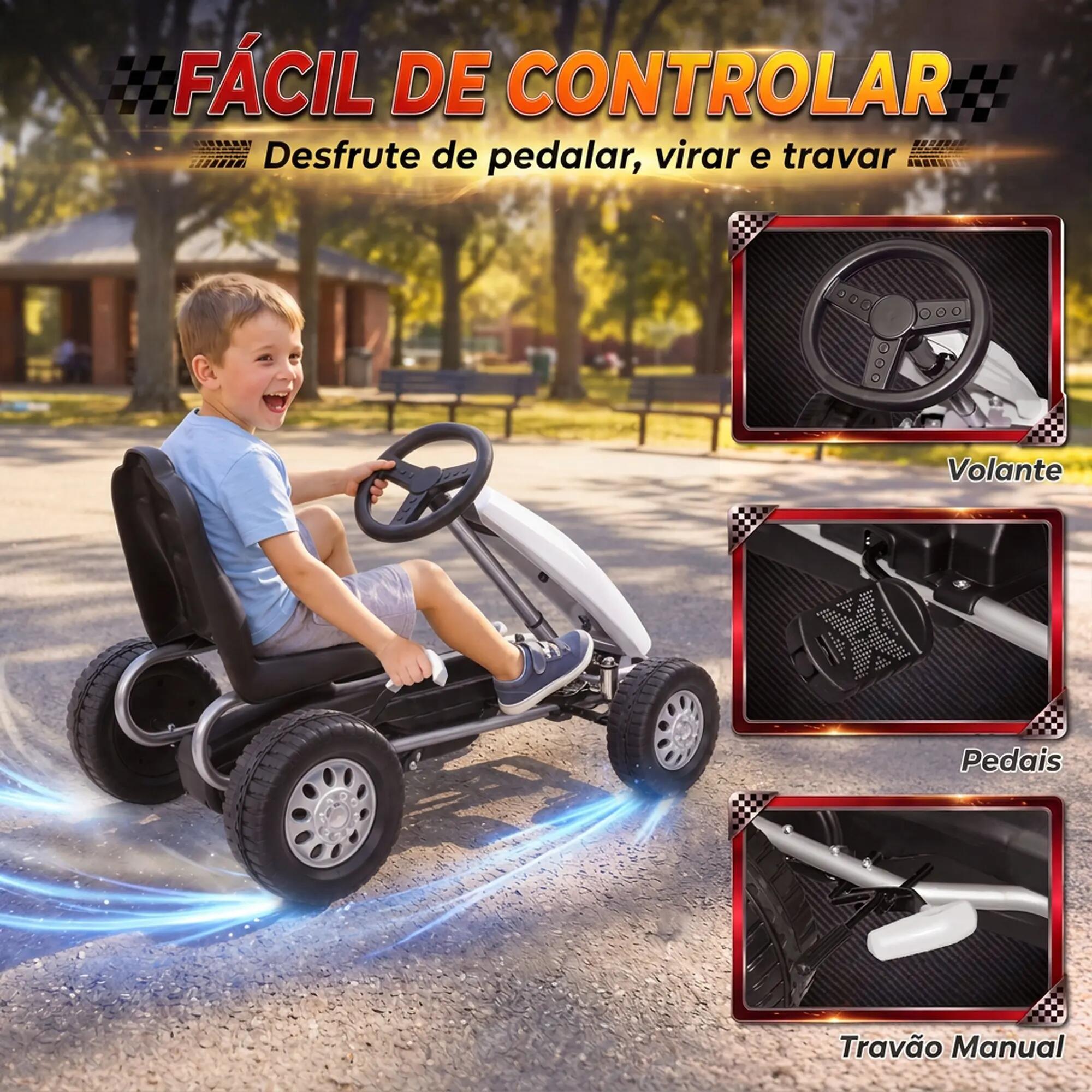 Kart a pedais 83x52x49 cm branco AIYAPLAY 6/9