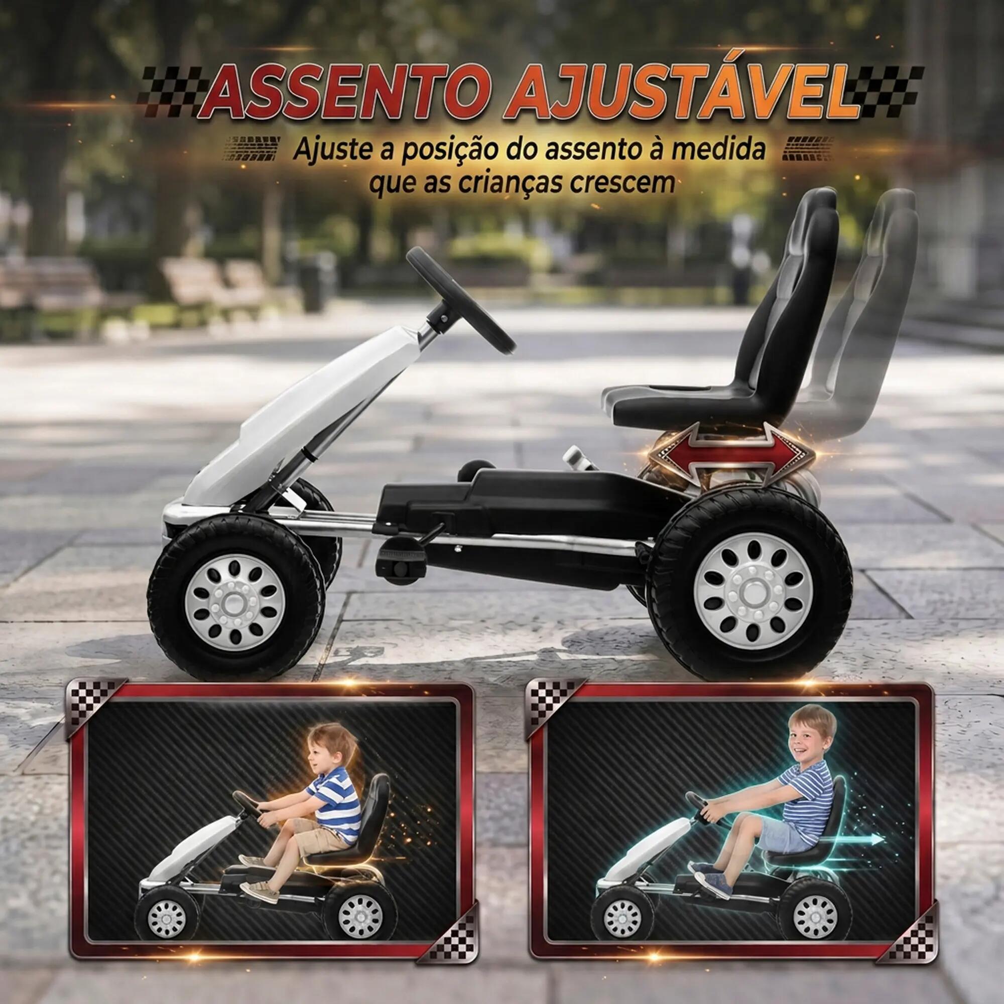 Kart a pedais 83x52x49 cm branco AIYAPLAY 5/9