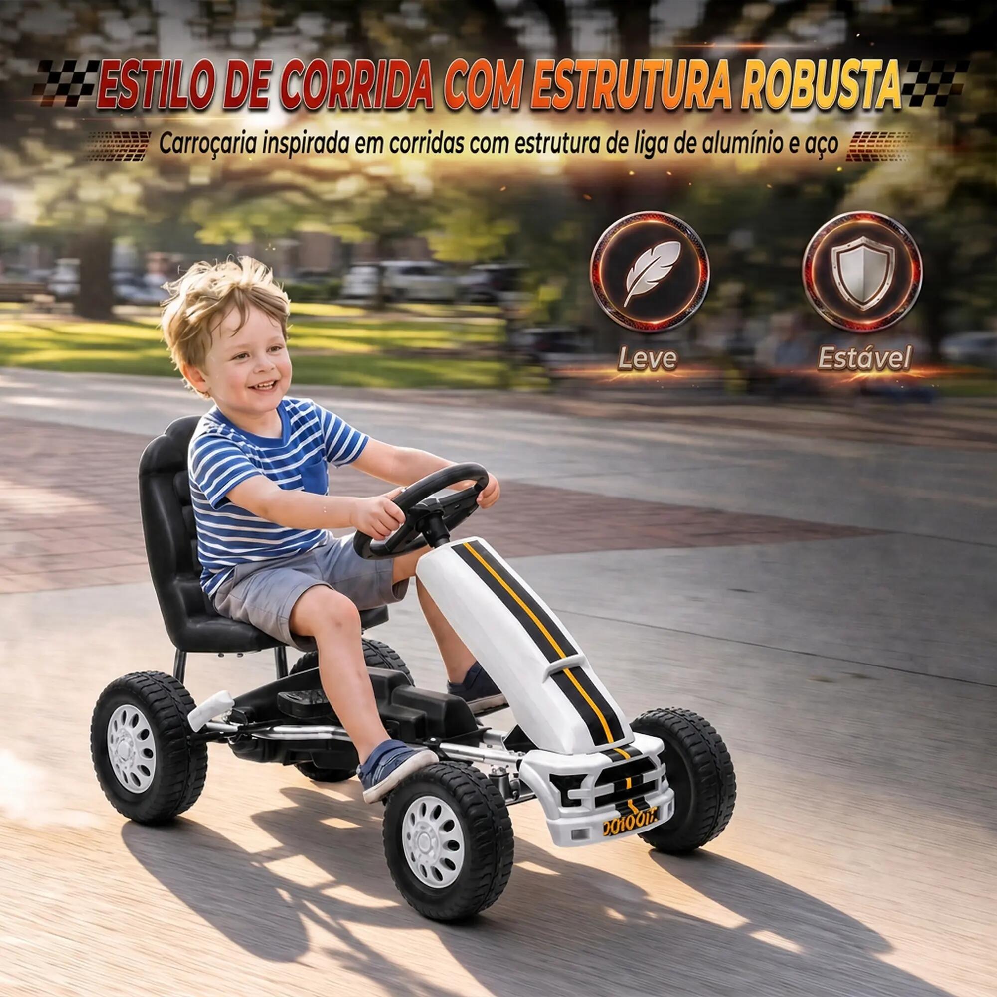 Kart a pedais 83x52x49 cm branco AIYAPLAY 4/9