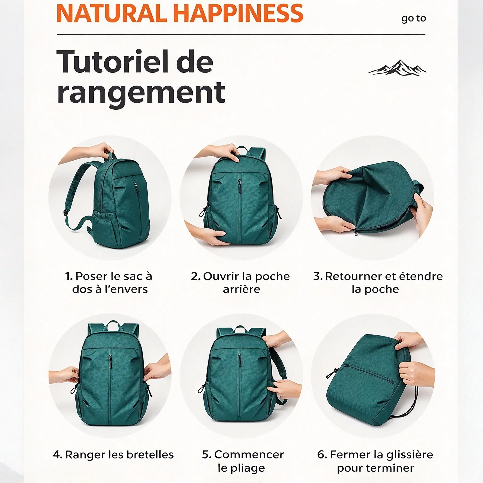 Sac à dos léger pliable, idéal sport, quotidien et voyages. 4/5