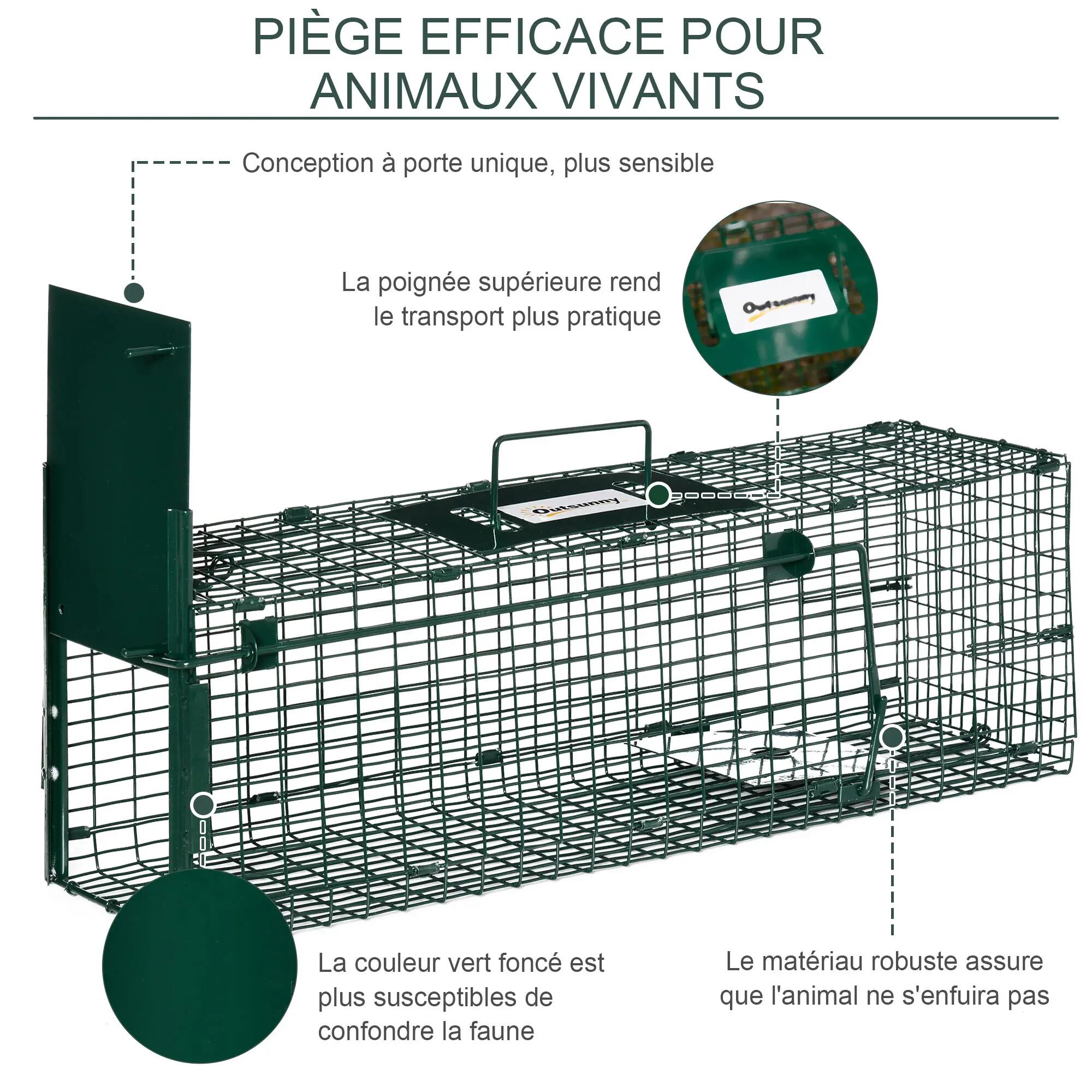 Cage attrape animaux nuisibles 1 entrée dim. 60 x 18 x 20 cm vert foncé 8/9