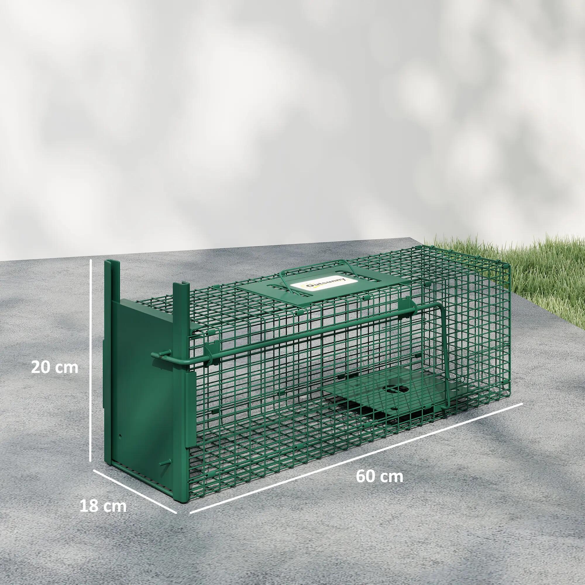 Cage attrape animaux nuisibles 1 entrée dim. 60 x 18 x 20 cm vert foncé 5/9