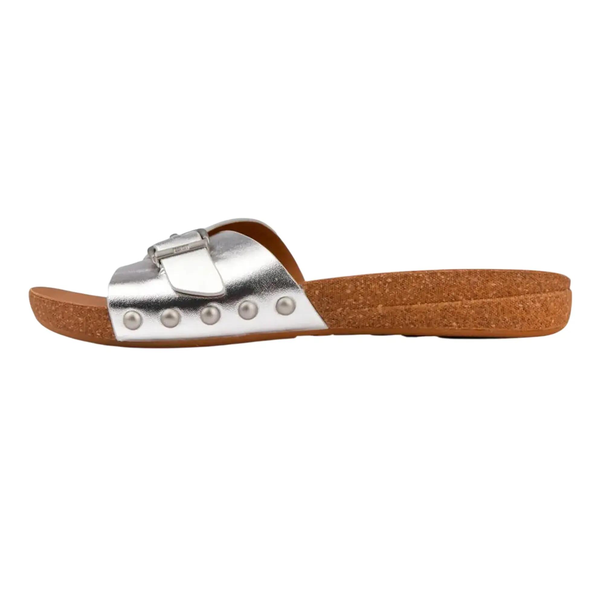 IQushionsandalen met metalen gesp van leer voor dames (Zilver) 2/3