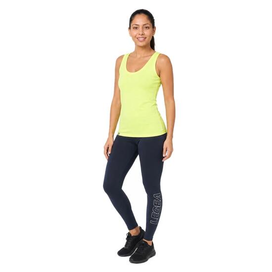 Ensemble débardeur et legging femme Raita + Levery Jaune fluo / Bleu marine
