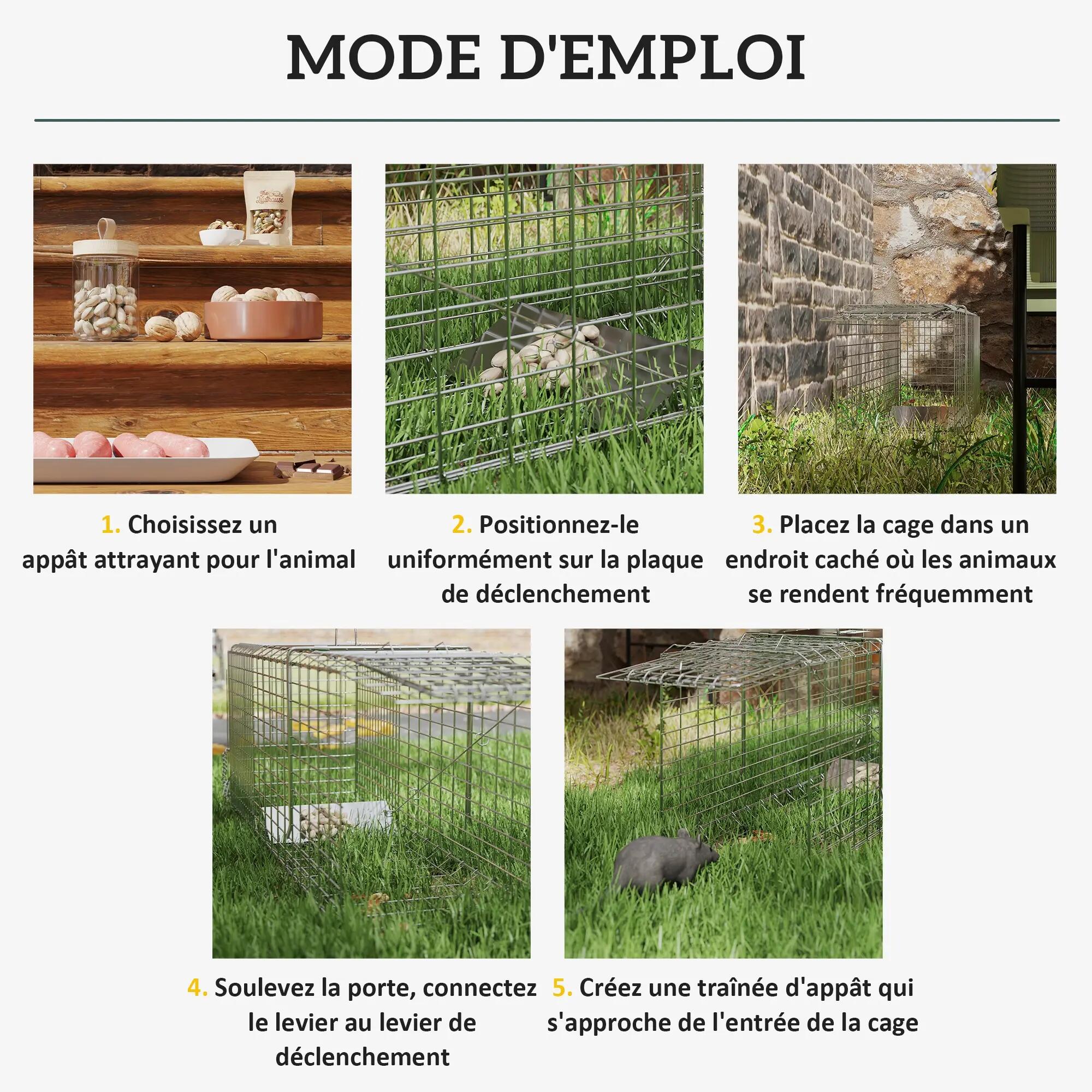 Piège cage de capture pliante pour petits animaux type rats et souris - 2 portes 7/9