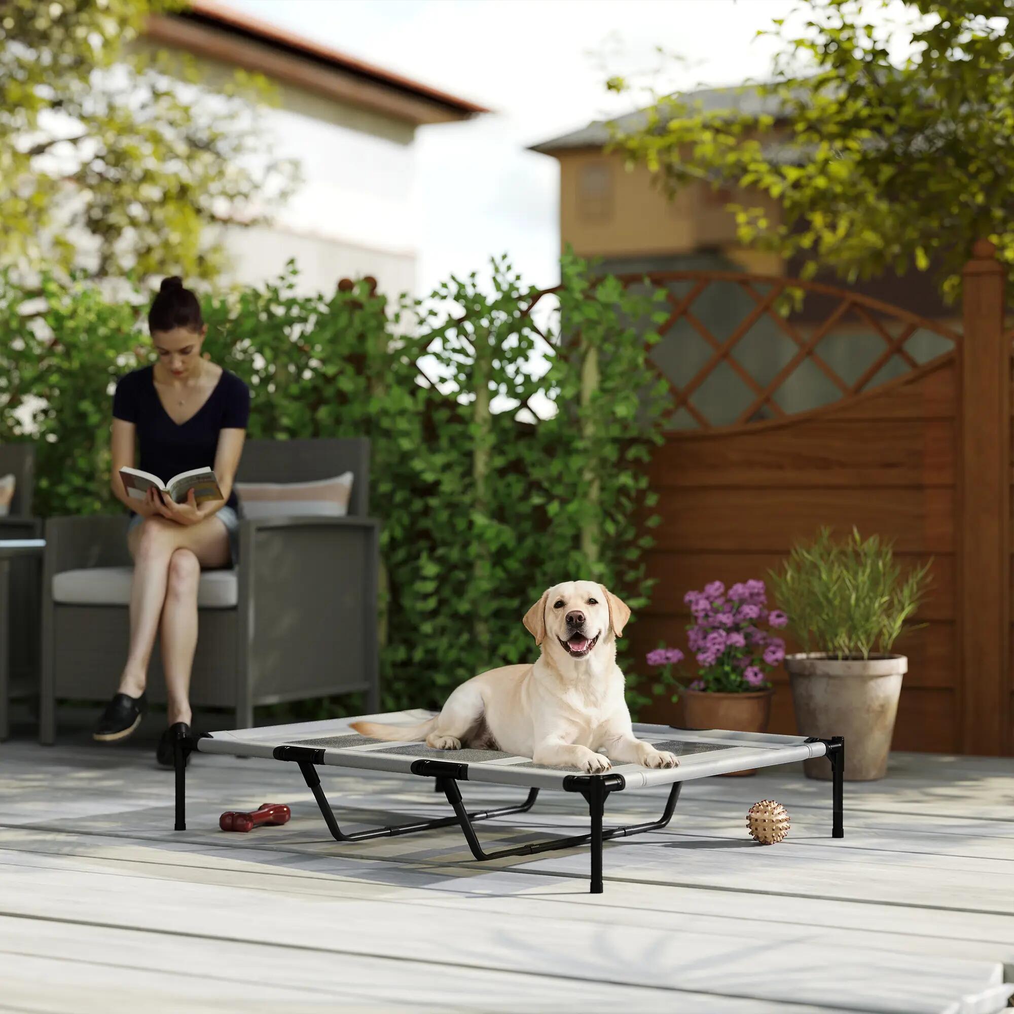 Cama elevada para cães 122x92x23 cm preto PawHut 8/9