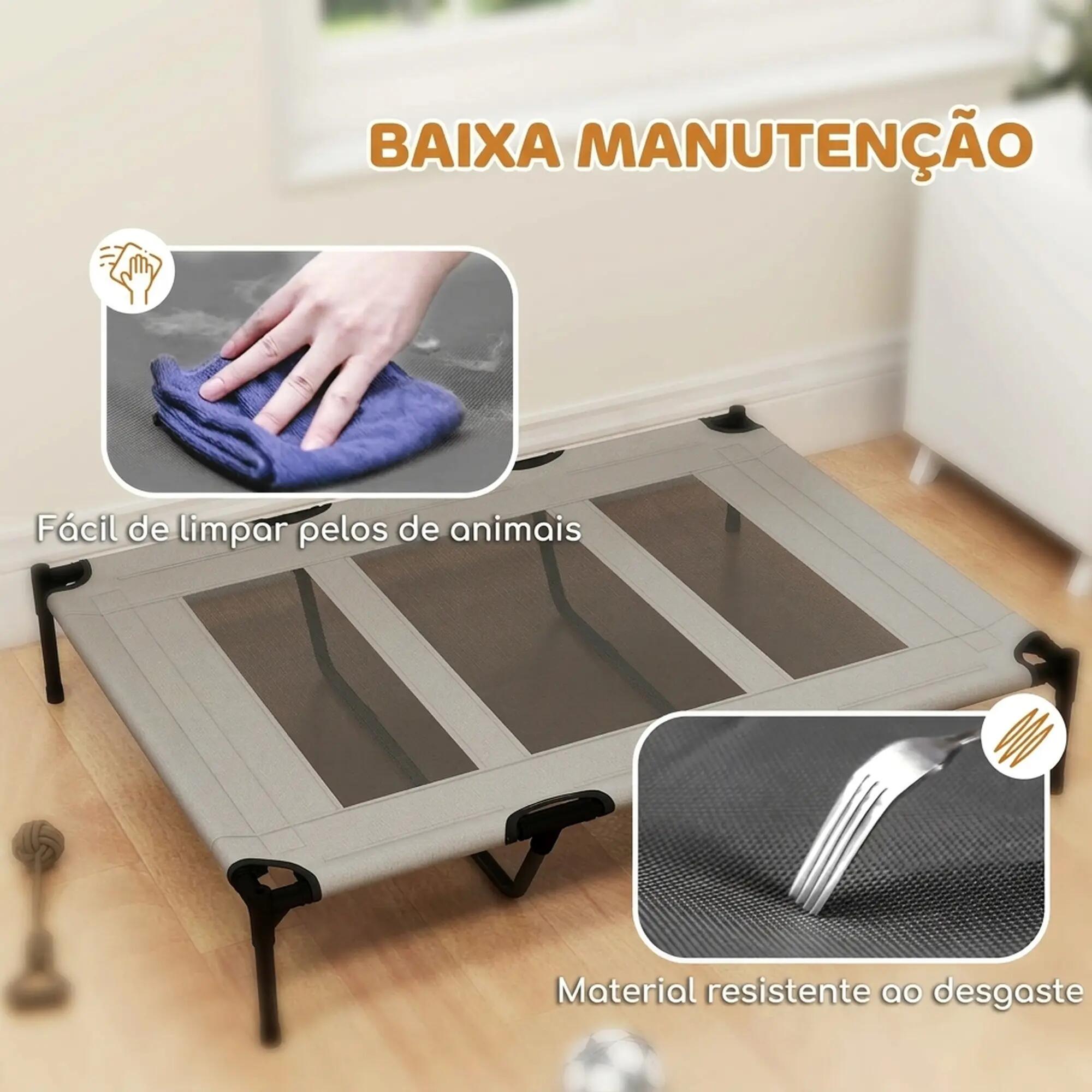 Cama elevada para cães 122x92x23 cm preto PawHut 6/9