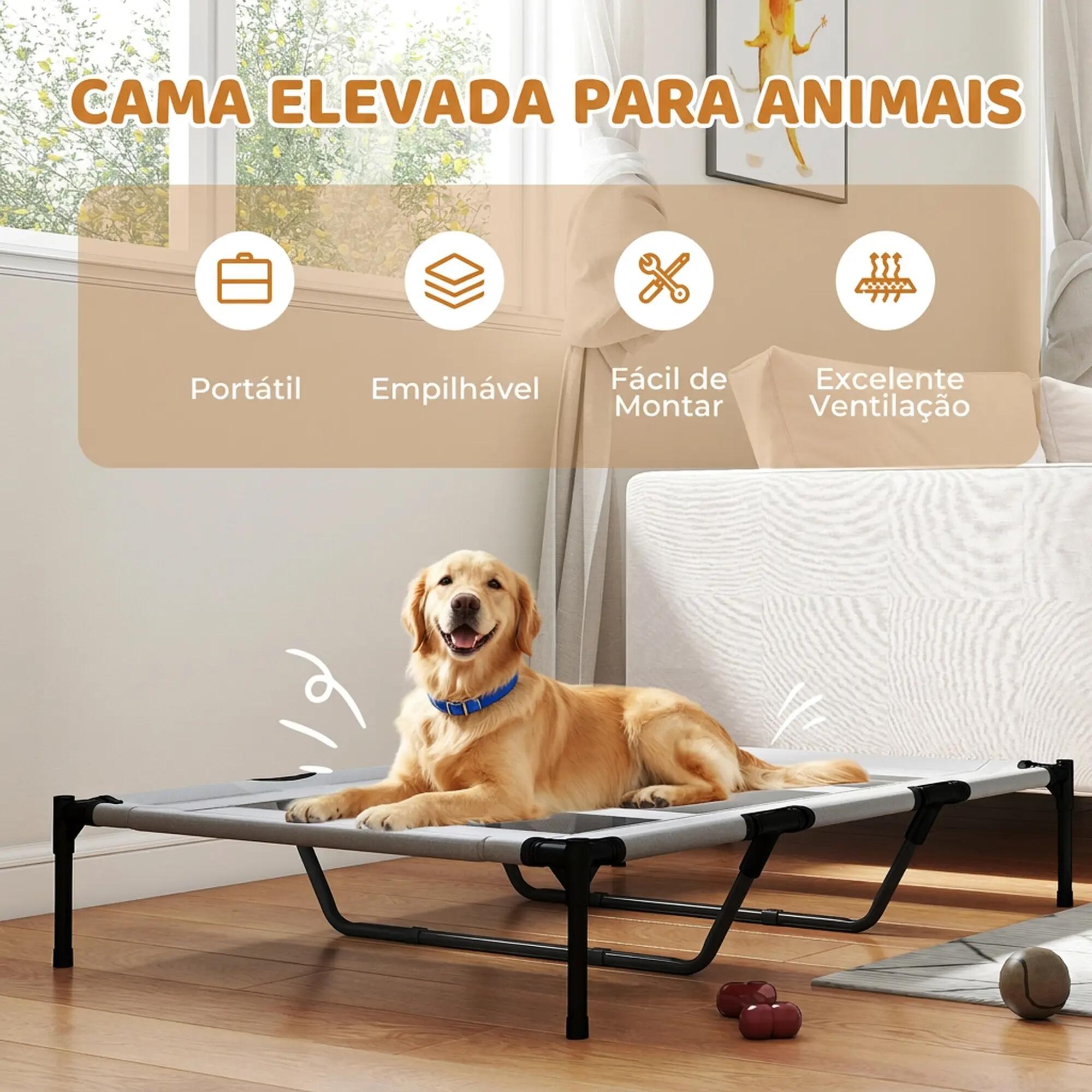 Cama elevada para cães 122x92x23 cm preto PawHut 5/9