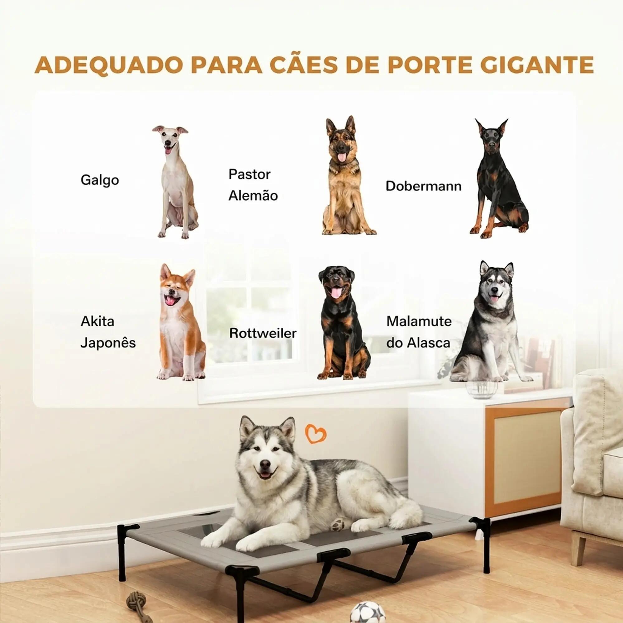 Cama elevada para cães 122x92x23 cm preto PawHut 4/9