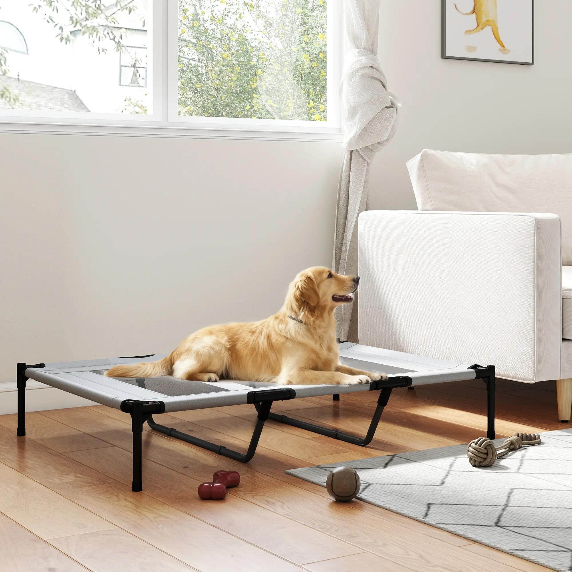 Cama elevada para cães 122x92x23 cm preto PawHut 2/9