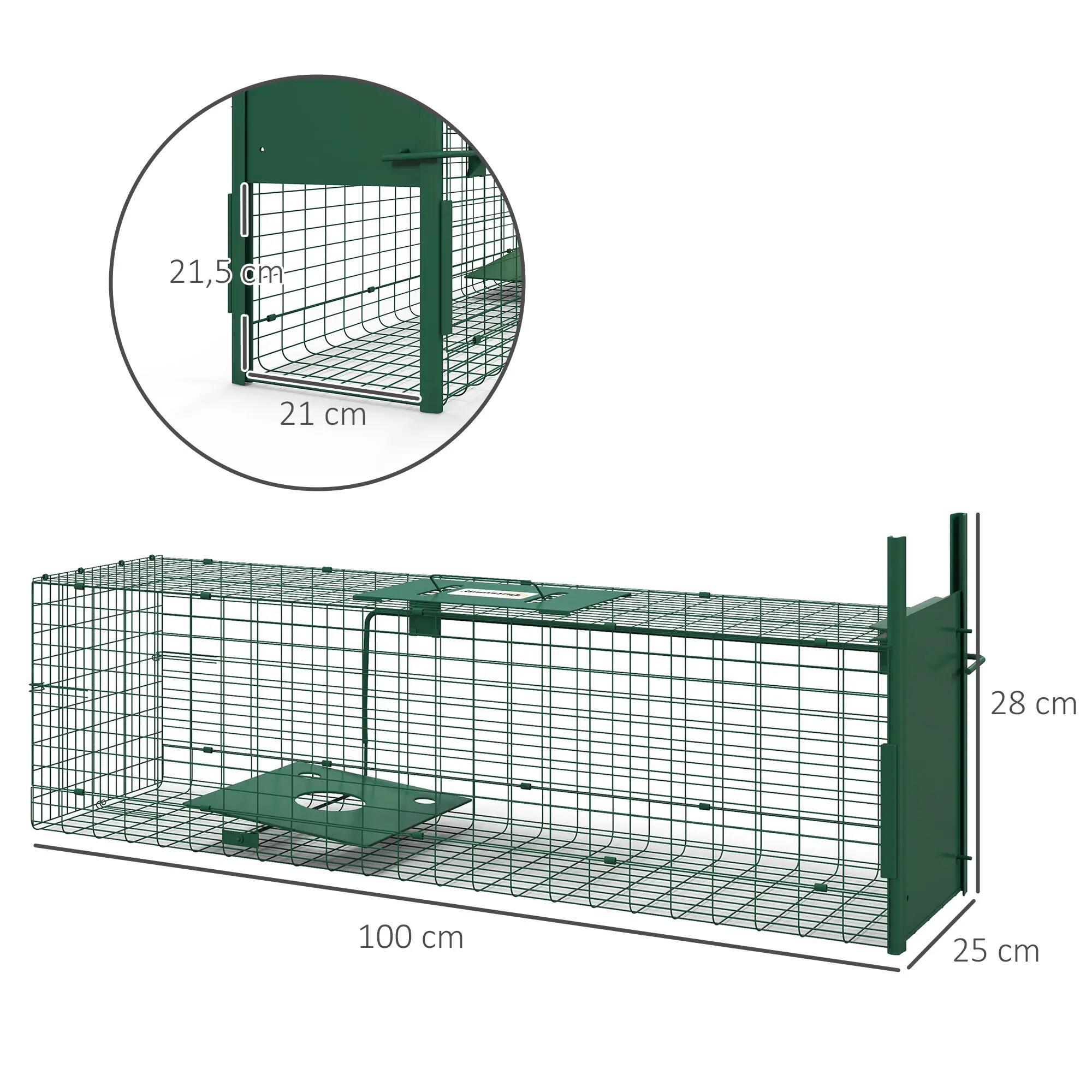 Cage attrape animaux nuisibles 1 entrée dim. 100L x 25l x 28H cm vert foncé 5/9