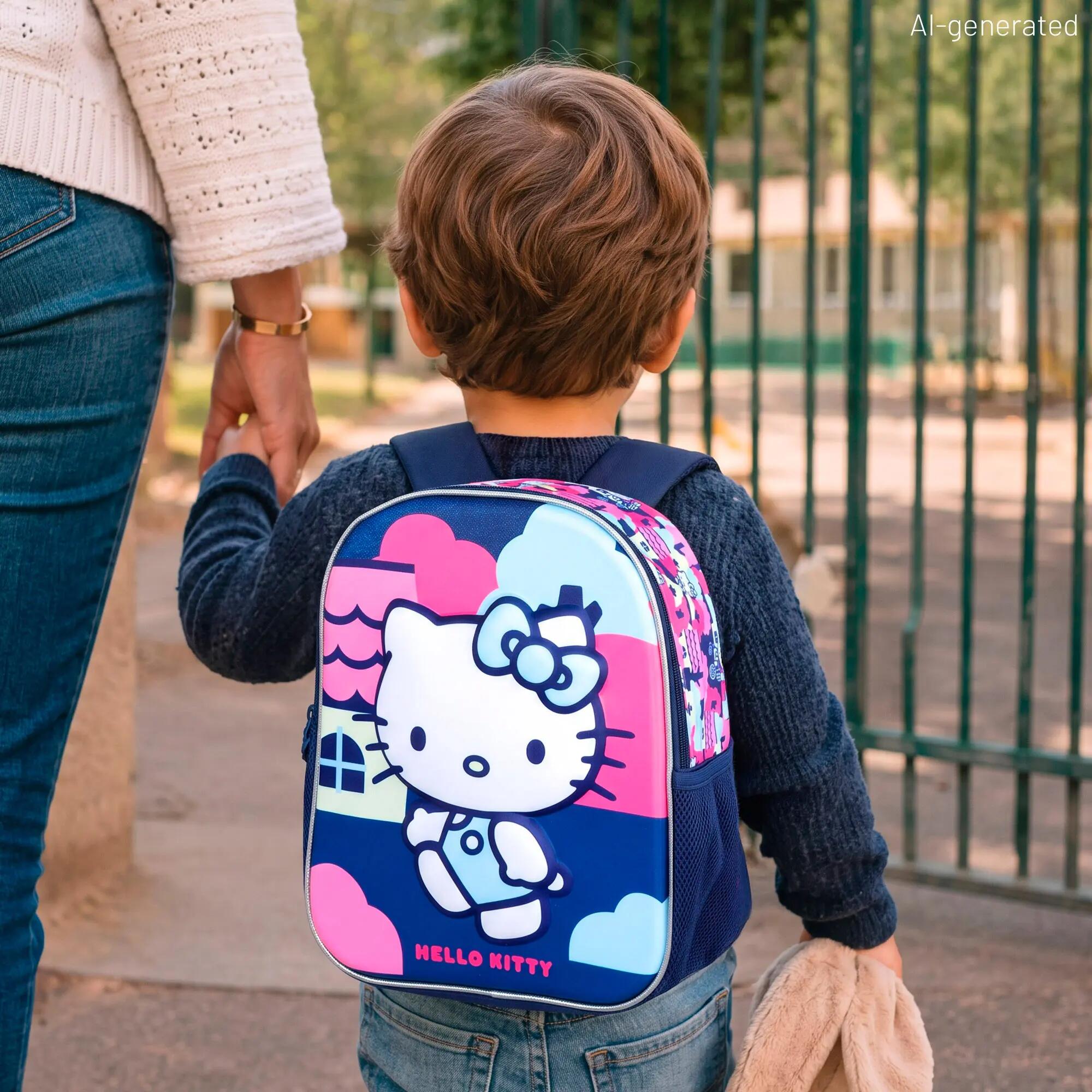 Hello Kitty Mochila pré-escolar 3D 25x10x32 cm + 3 anos 2/7