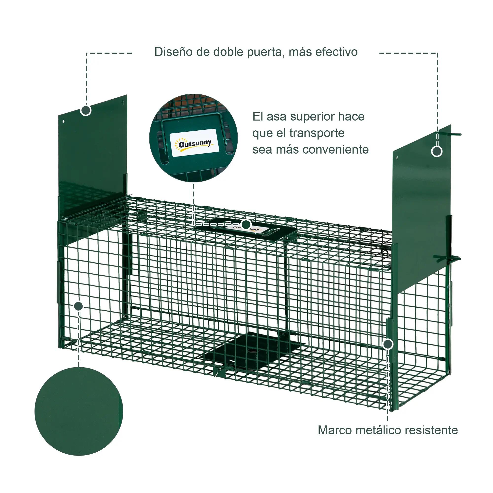 Cage de capture pour animaux vivants à 2 portes, en métal avec poignée, pour lap 8/9
