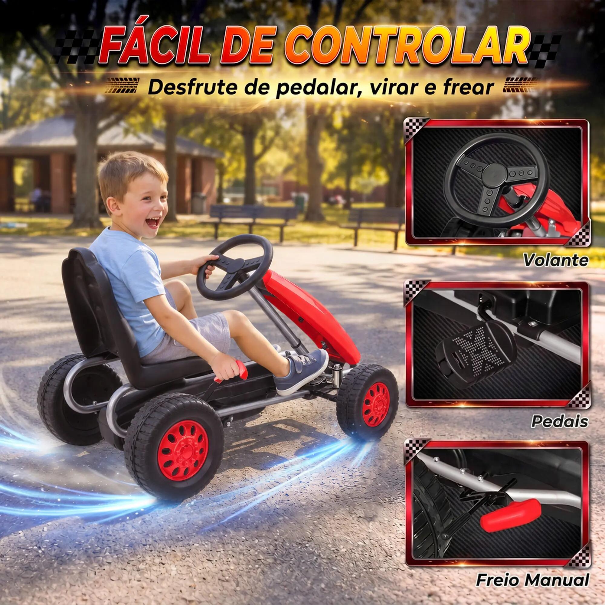 Kart a pedais 83x52x49 cm vermelho AIYAPLAY 6/9