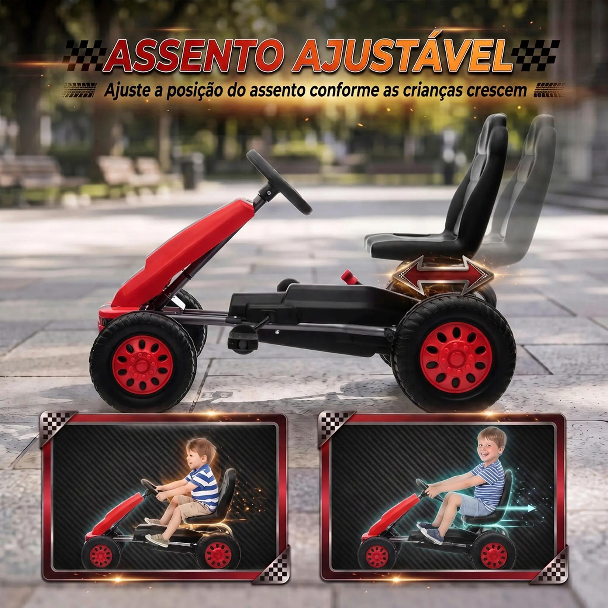 Kart a pedais 83x52x49 cm vermelho AIYAPLAY 5/9