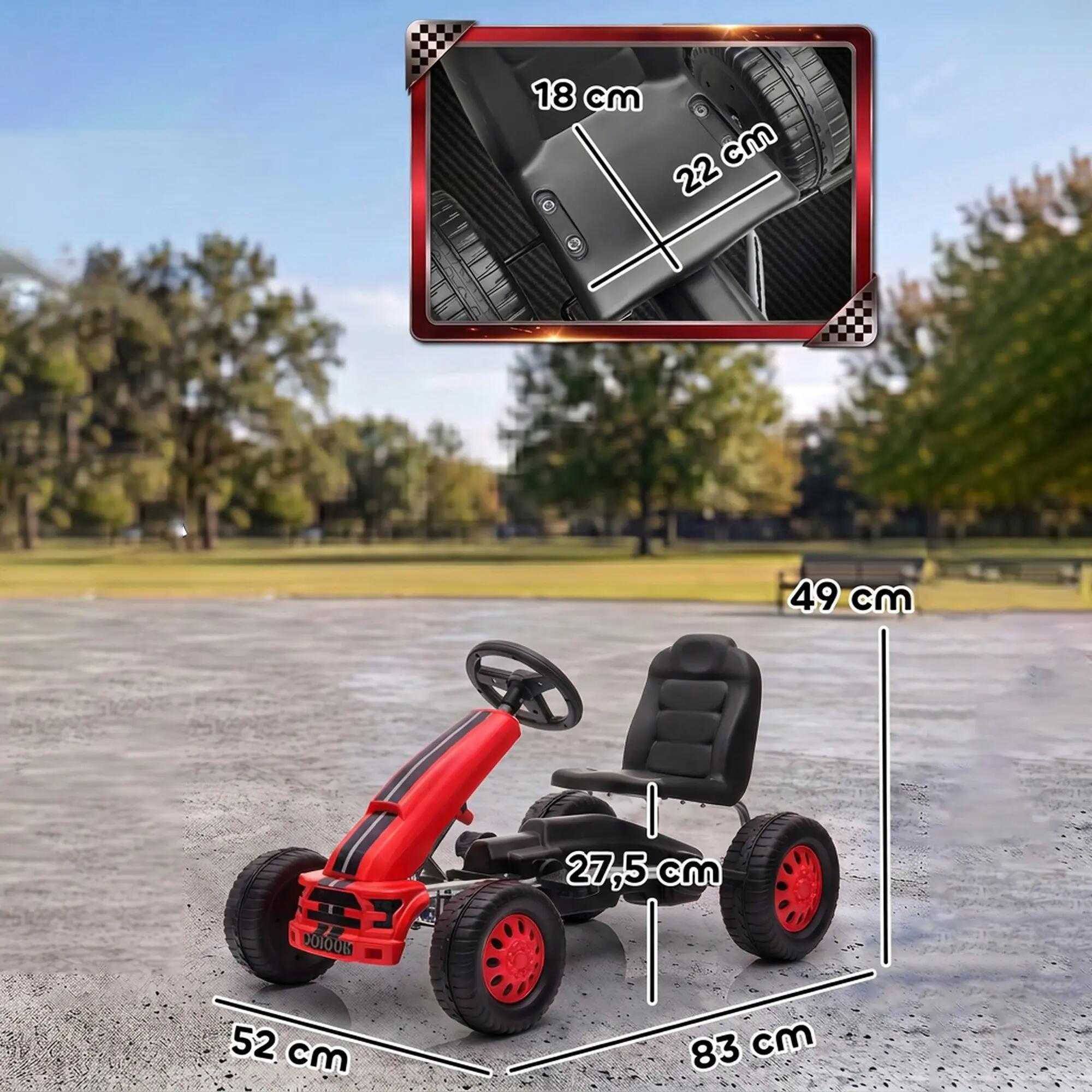 Kart a pedais 83x52x49 cm vermelho AIYAPLAY 3/9