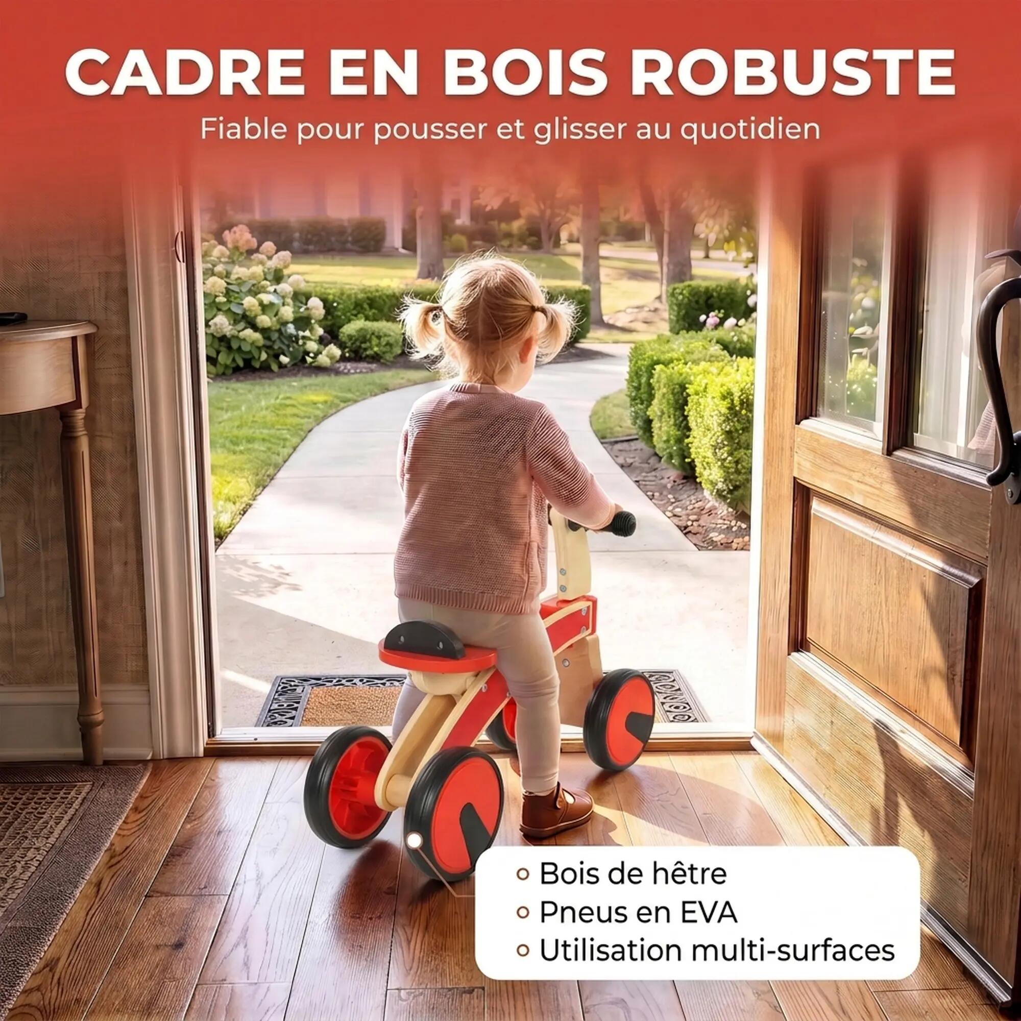 Porteur en bois 4 roues selle avec rebord 5/5